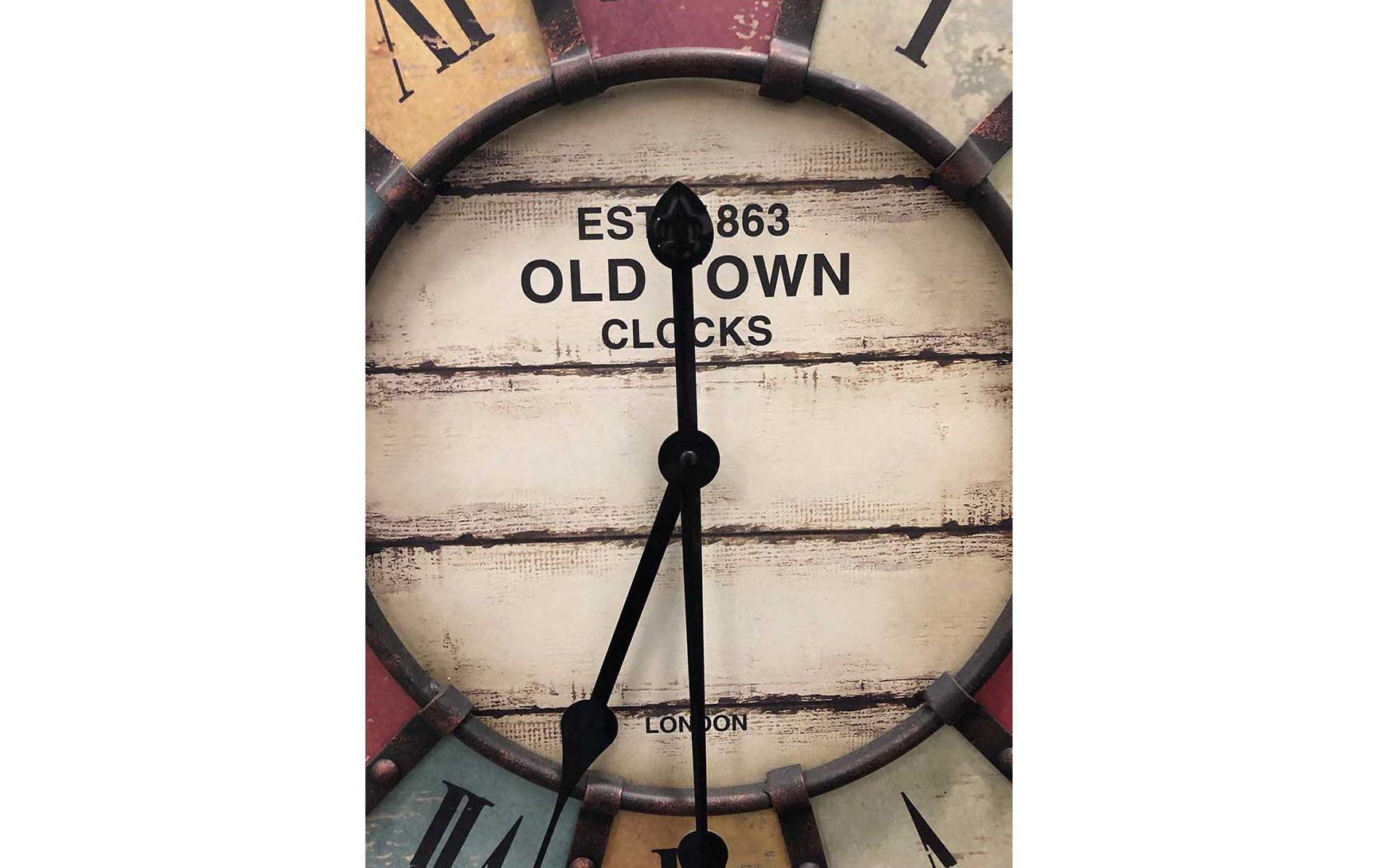 TFA Dostmann Wanduhr Vintage XXL Old Town Ø 60.5 cm, Mehrfarbig