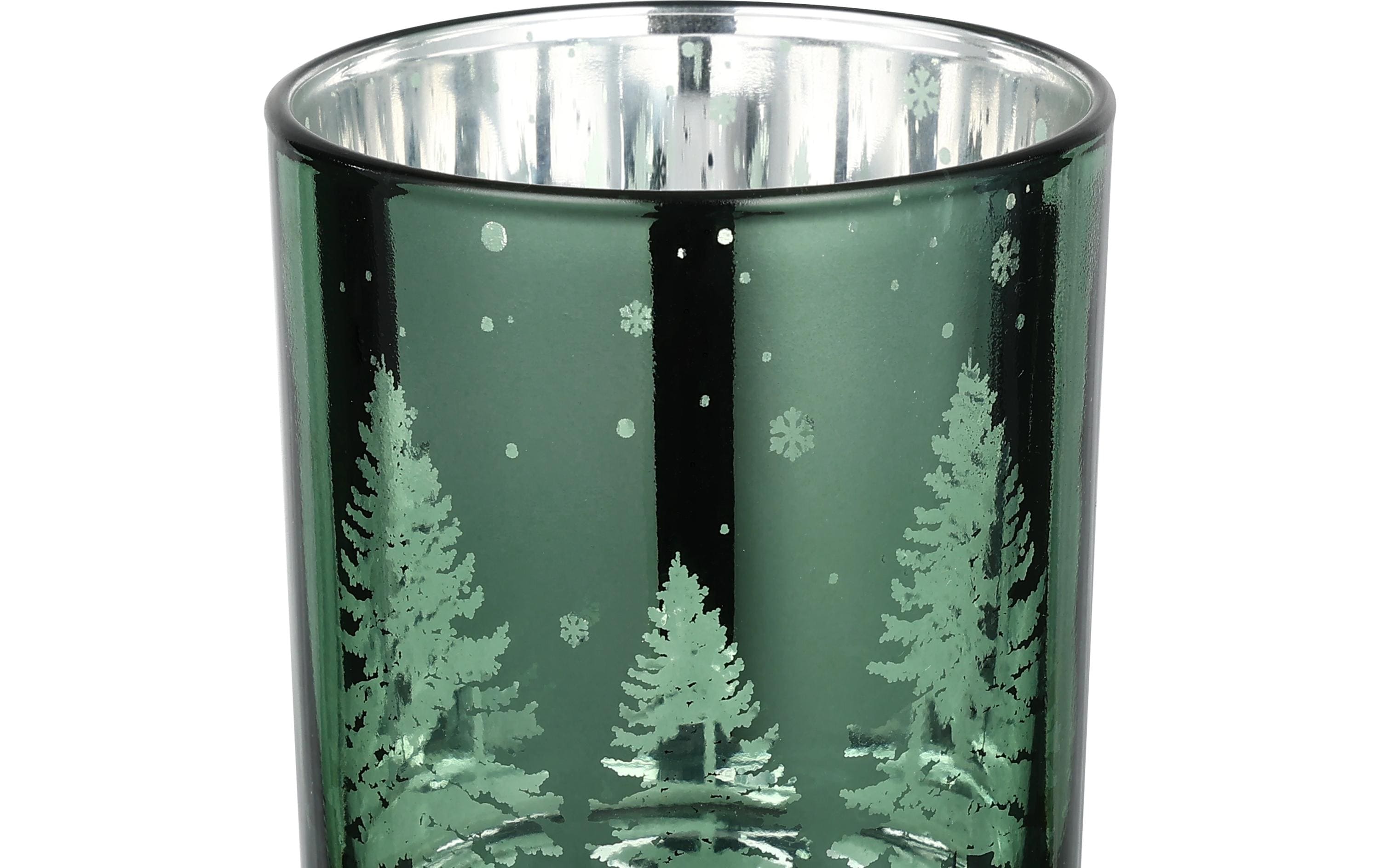 EGLO Teelichthalter Windlicht Christmas Lukut 8 cm Grün, Glas