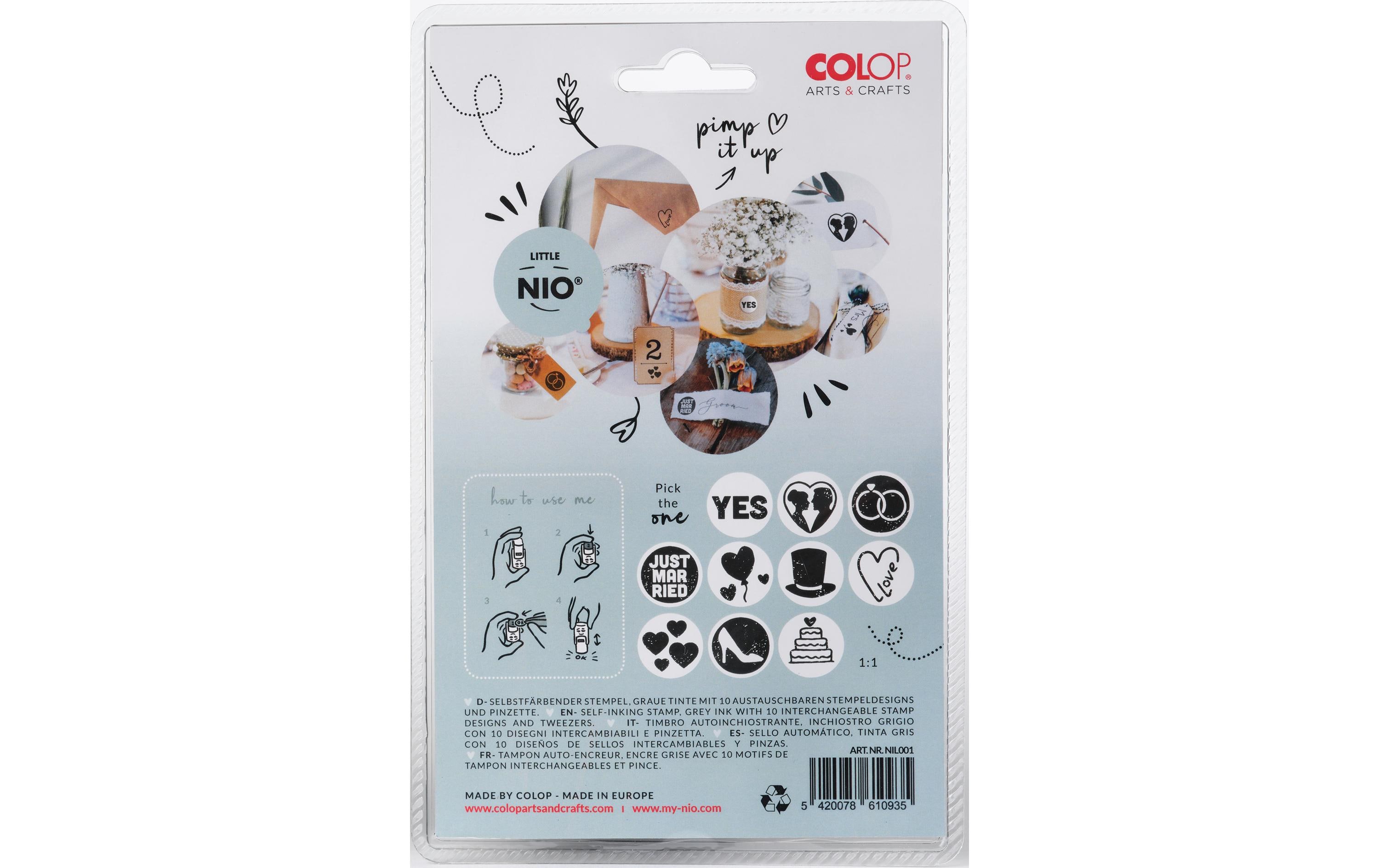 Colop Nio Stempelset Little Nio Set Hochzeit, 10-teilig