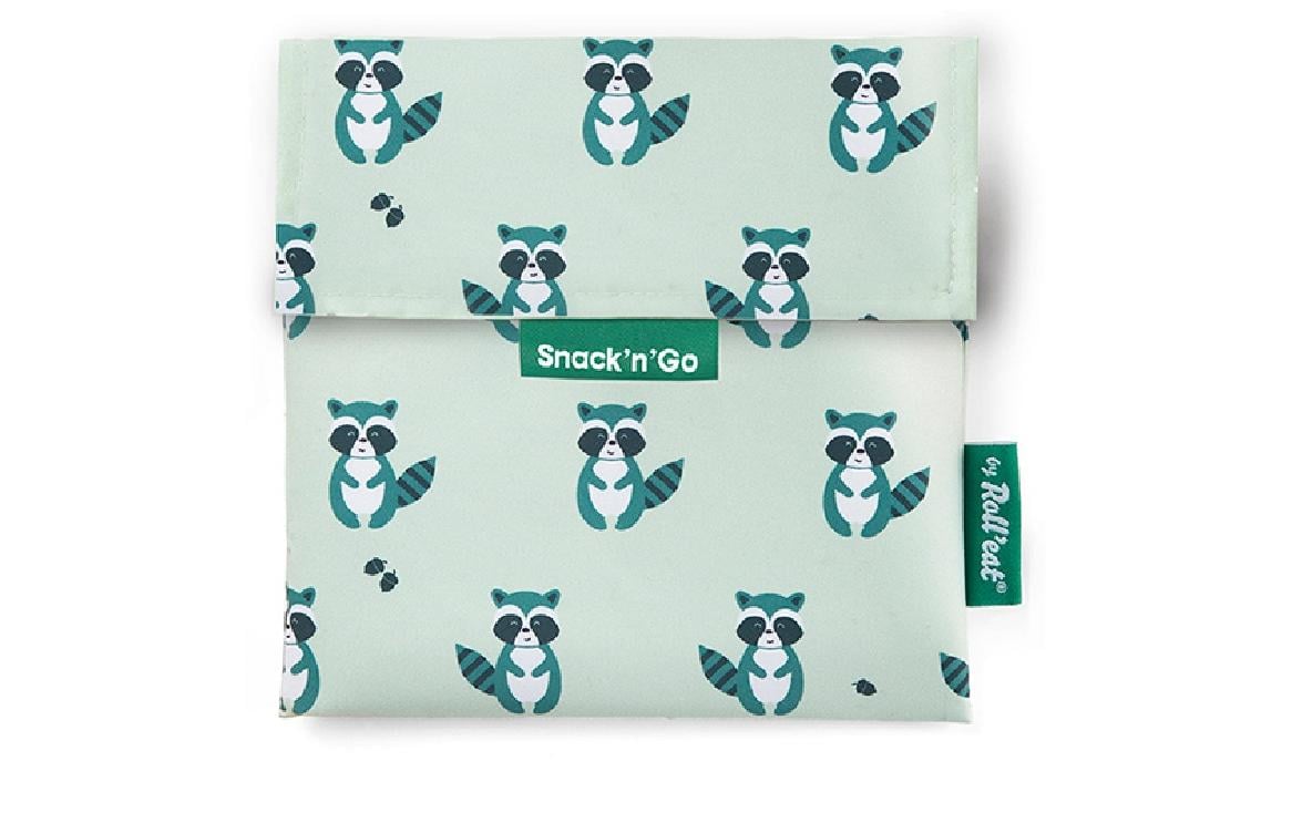 Roll'eat Lunchbeutel SnacknGo Animals Beige, Waschbär