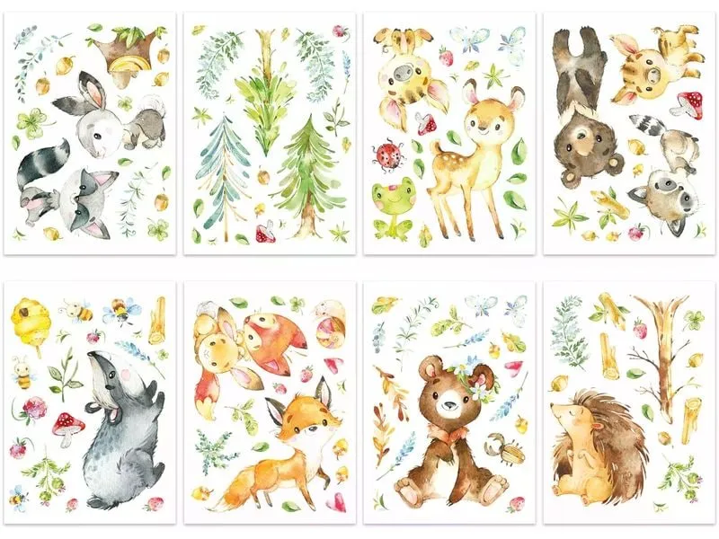 Papierdrachen Wandtattoo-Set Waldtiere