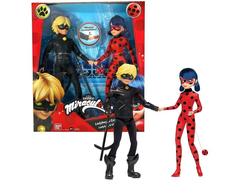 BANDAI Puppe Miraculous – Ladybug & Cat Noir 26 cm BANDAI Puppe Miraculous – Ladybug & Cat Noir 26 cm