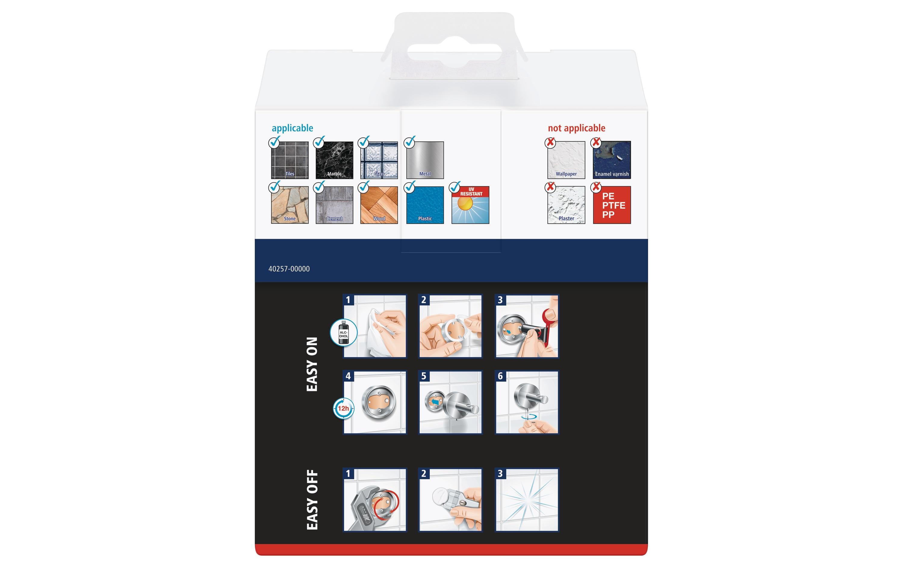 tesa Hukk Zahnbürstenhalter ohne Bohren, silber