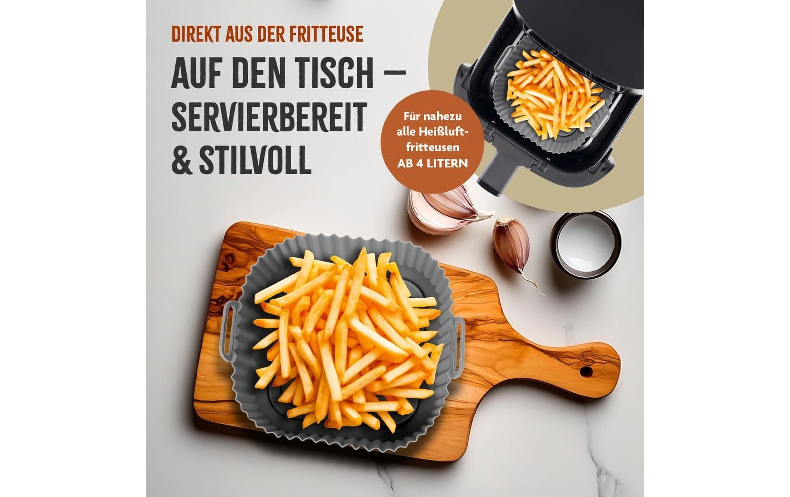 KitchBo Silikonform 20 x 20 x 6.3 cm, Schwarz / Grau