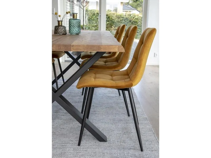House Nordic Stuhl Middelfart 2 Stück, 86 x 55 cm, Schwarz/Senfgelb