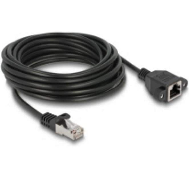 Delock Patchkabel Verlängerungskabel Cat 6A, S/FTP, 5 m, Schwarz