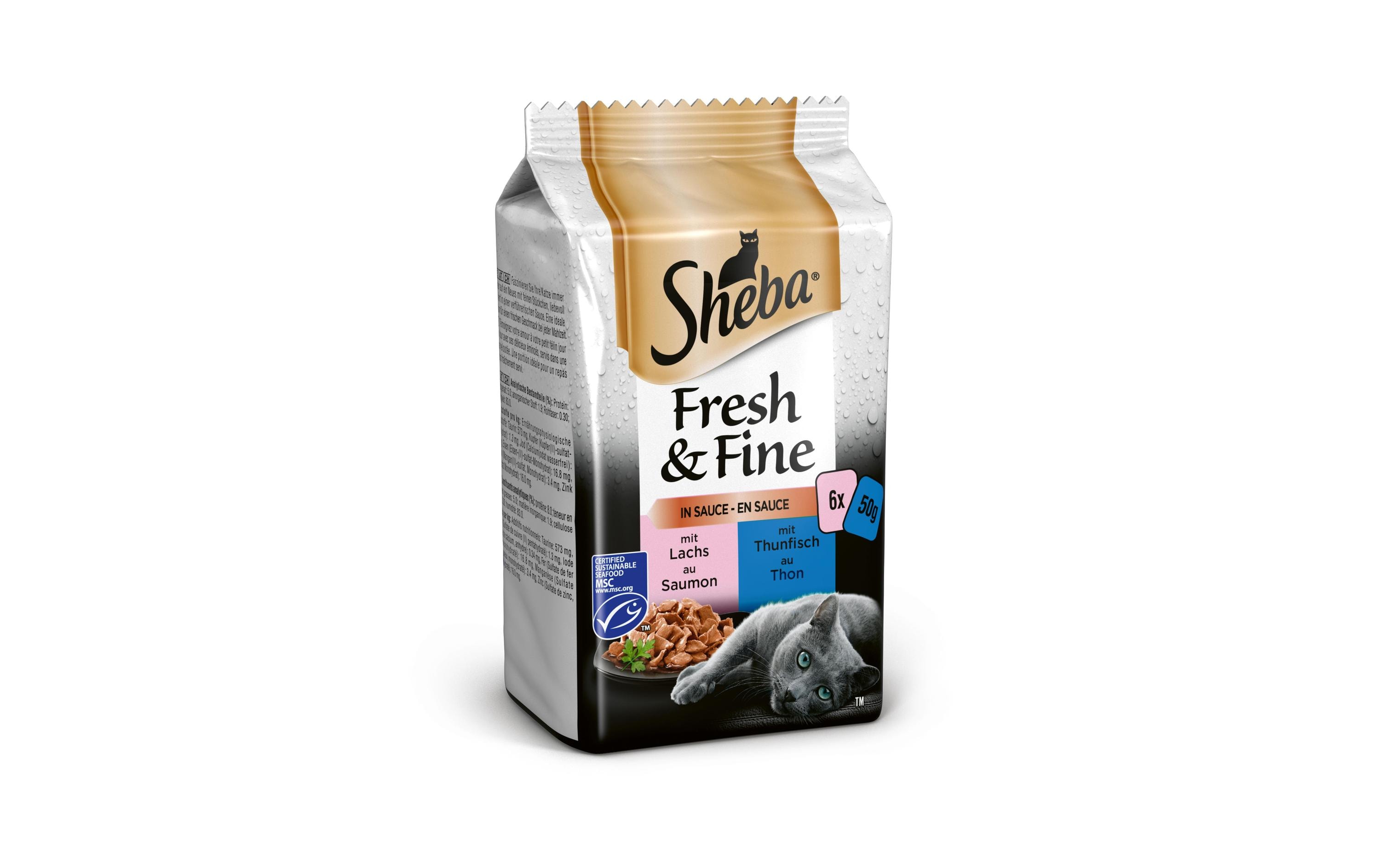 Sheba Nassfutter Fresh & Fine in Sauce Fisch Variation, 72 x 50 g