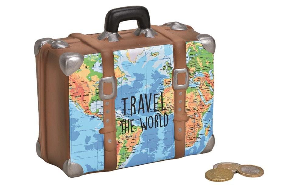 G. Wurm Spardose Koffer Landkarte 6 x 14 x 13 cm