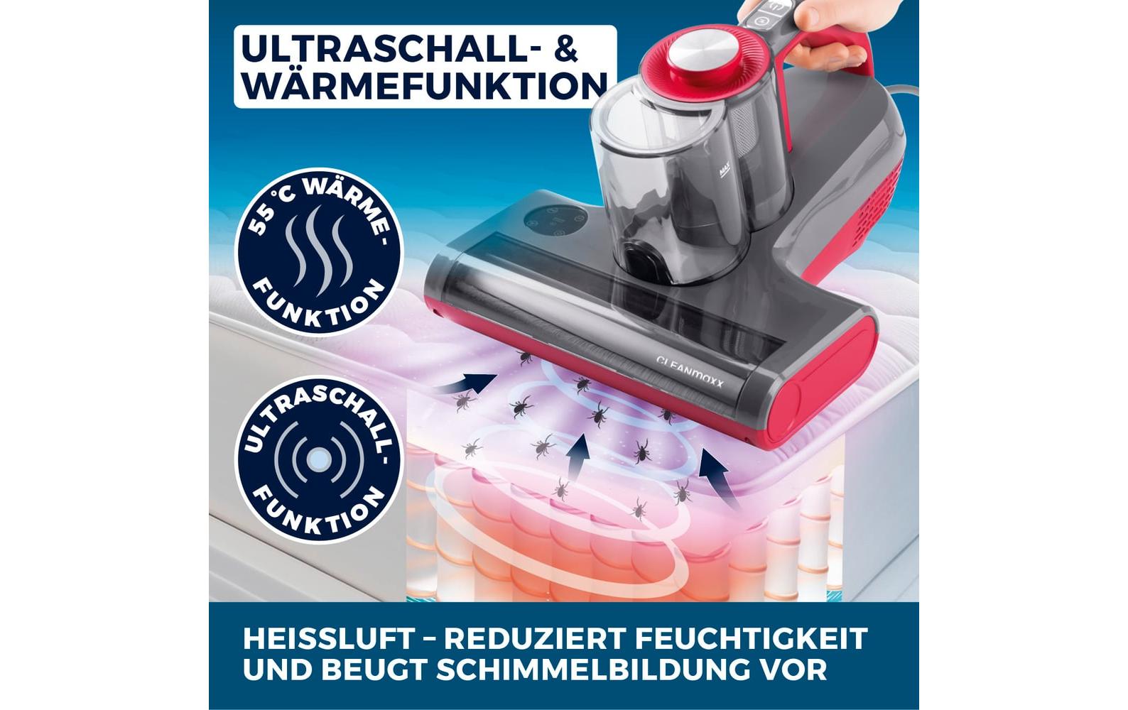 CLEANmaxx Milben-Handstaubsauger Grau/Rot