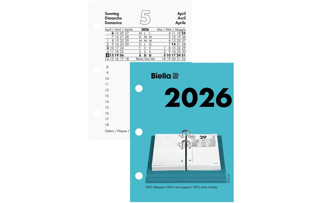 Biella Taschenkalender Umlegeblock gelocht, klein, 1 Tag pro Seite Biella Taschenkalender Umlegeblock gelocht, klein, 1 Tag pro Seite