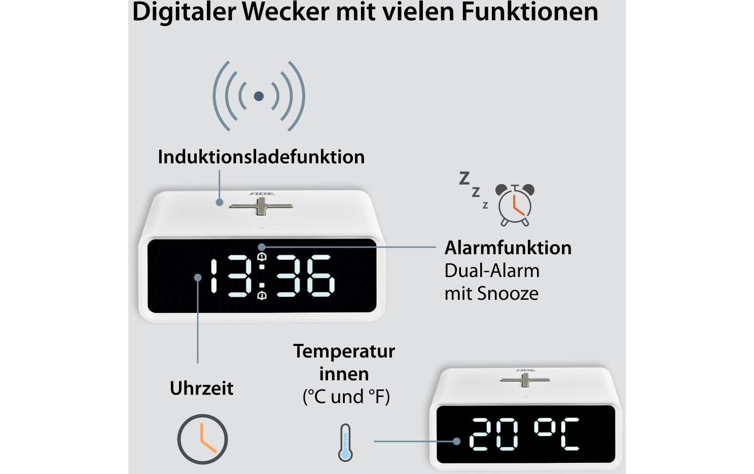 ADE Digitalwecker mit Temperaturanzeige