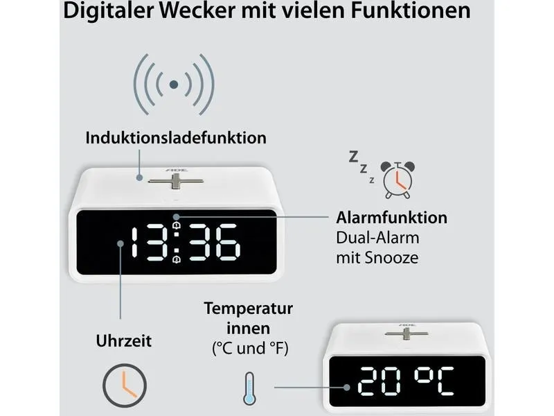 ADE Digitalwecker mit Temperaturanzeige ADE Digitalwecker mit Temperaturanzeige