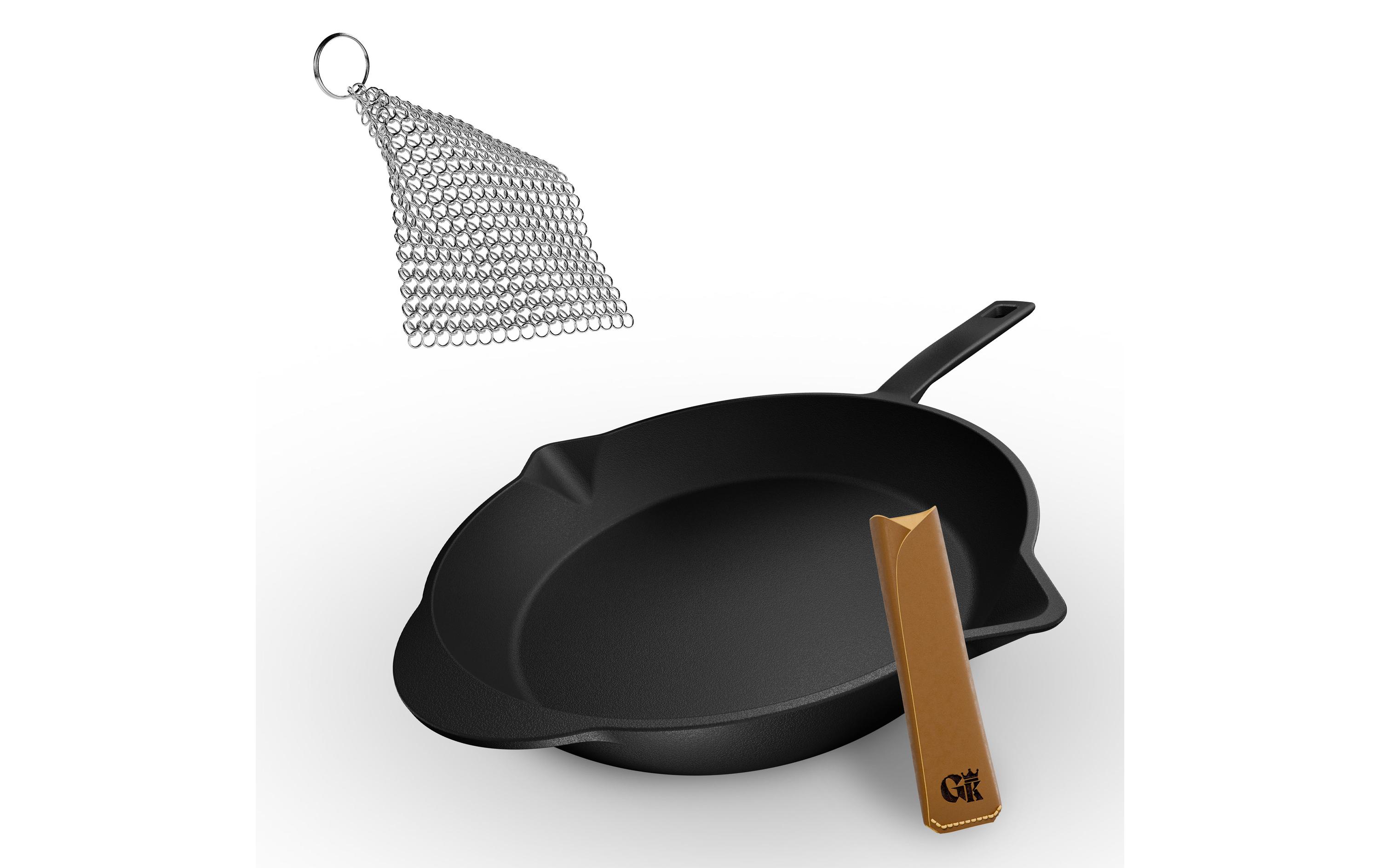 Gusskoenig Bratpfanne 26 cm mit Ledergriff, Reiniger