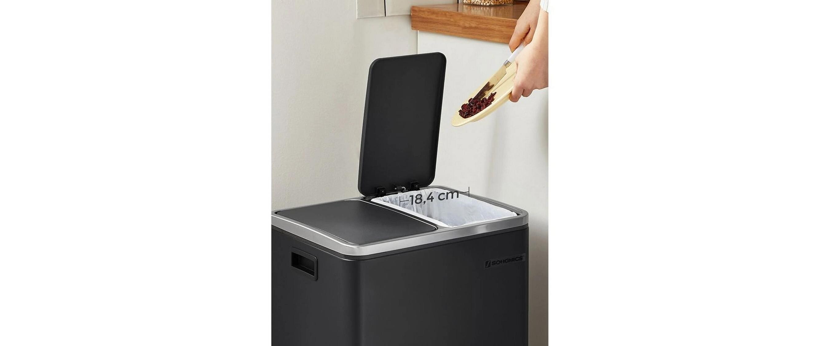 Songmics Abfalleimer 30 l, Schwarz