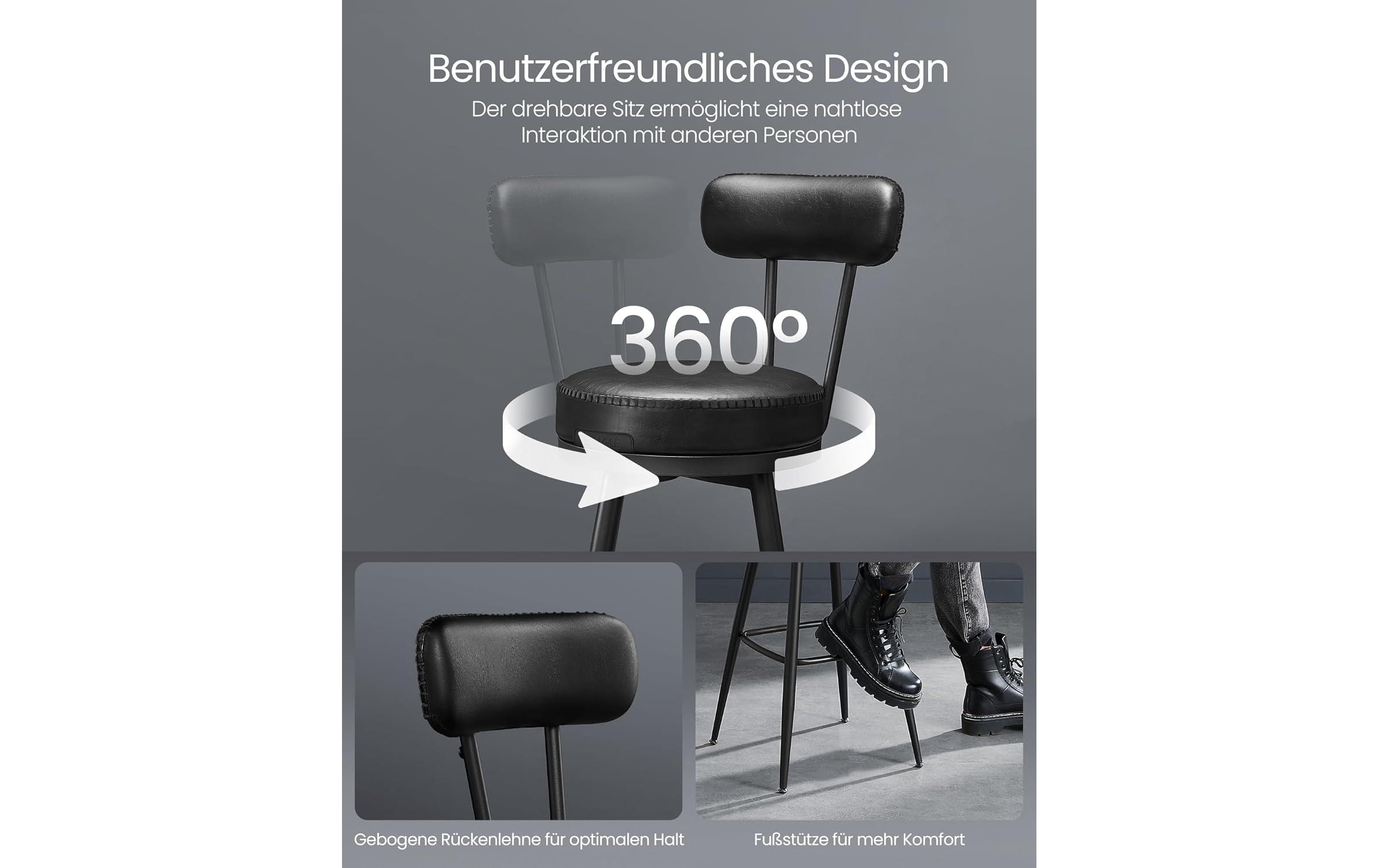 VASAGLE Barhocker 2er Set 54 x 90.5 cm, Schwarz