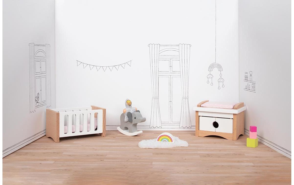 Goki Puppenhausmöbel Babyzimmerausstattung 12-teilig