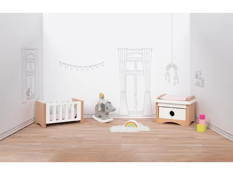 Goki Puppenhausmöbel Babyzimmerausstattung 12-teilig