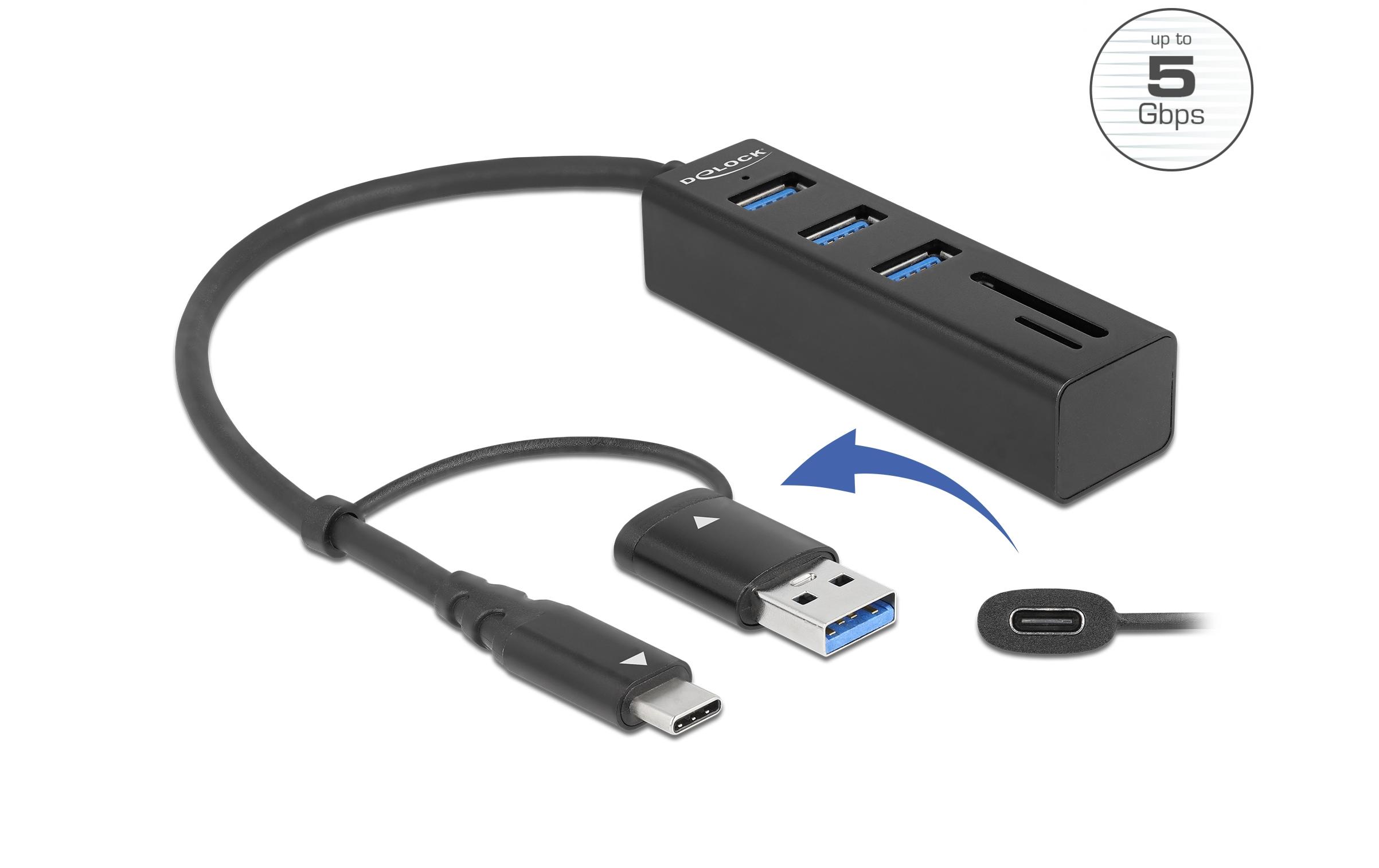Delock USB-Hub 3.0 Typ-C + SD/MicroSD Slot