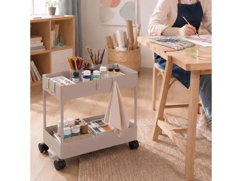 relaxdays Küchenwagen Küchenwagen 39.5 x 38 x 21.5 cm, Beige relaxdays Küchenwagen Küchenwagen 39.5 x 38 x 21.5 cm, Beige