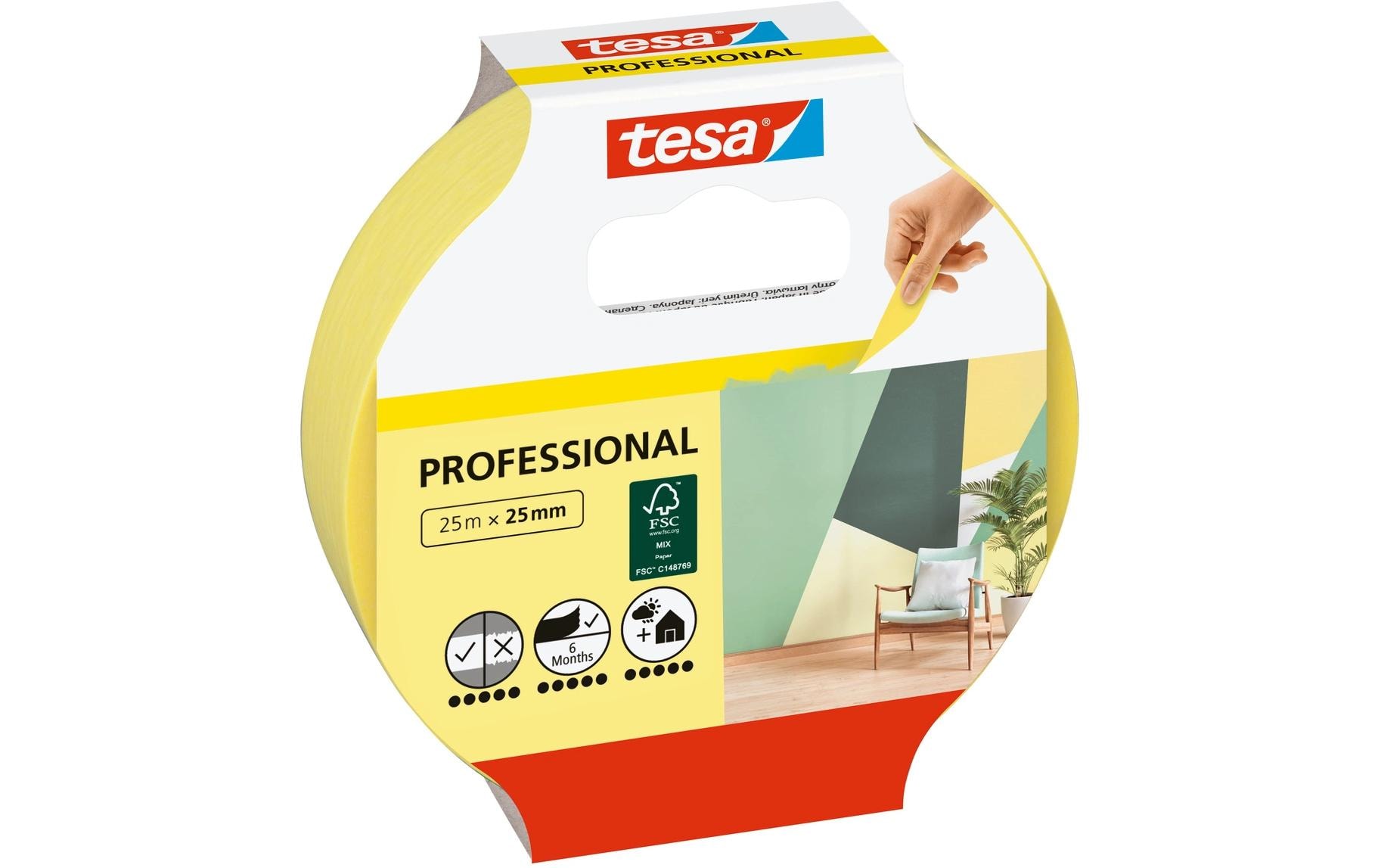 tesa Malerband Malerkrepp Professional 25m x 25 mm tesa Malerband Malerkrepp Professional 25m x 25 mm