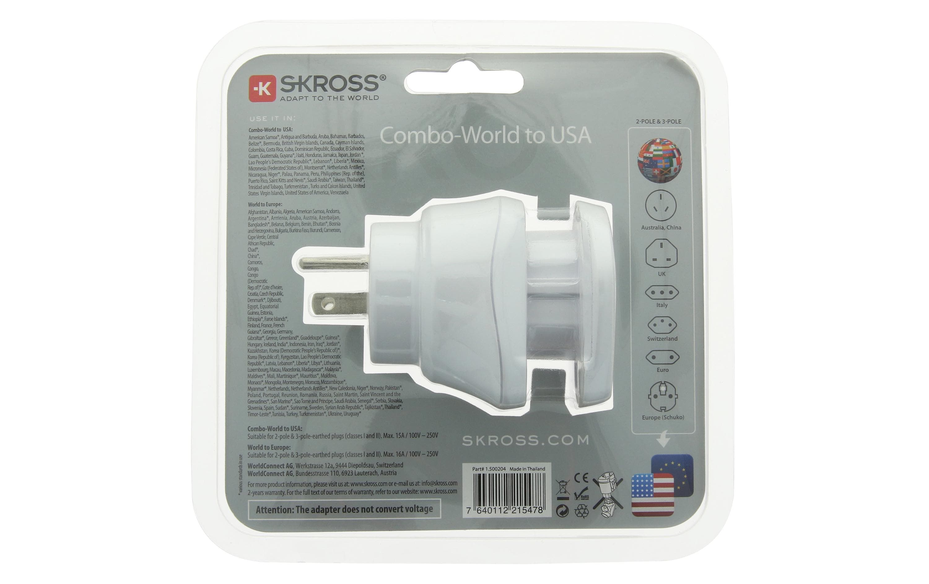 SKROSS Reiseadapter Combo World – USA