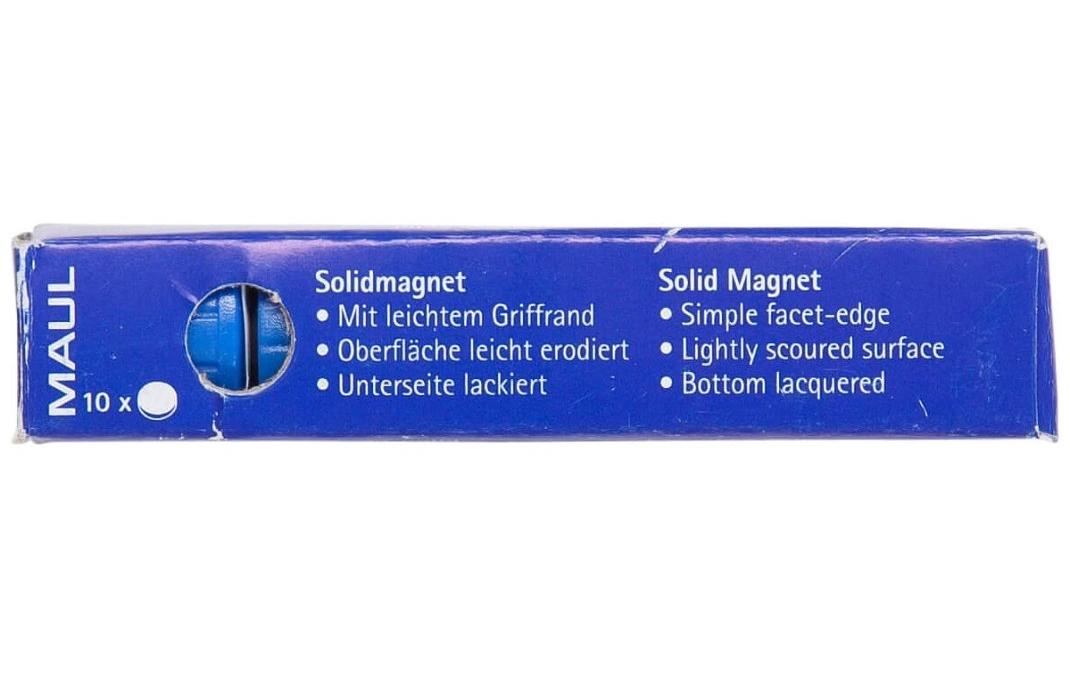 Maul Haftmagnet Solid Ø 15 mm, 150 g, Blau, 10 Stück