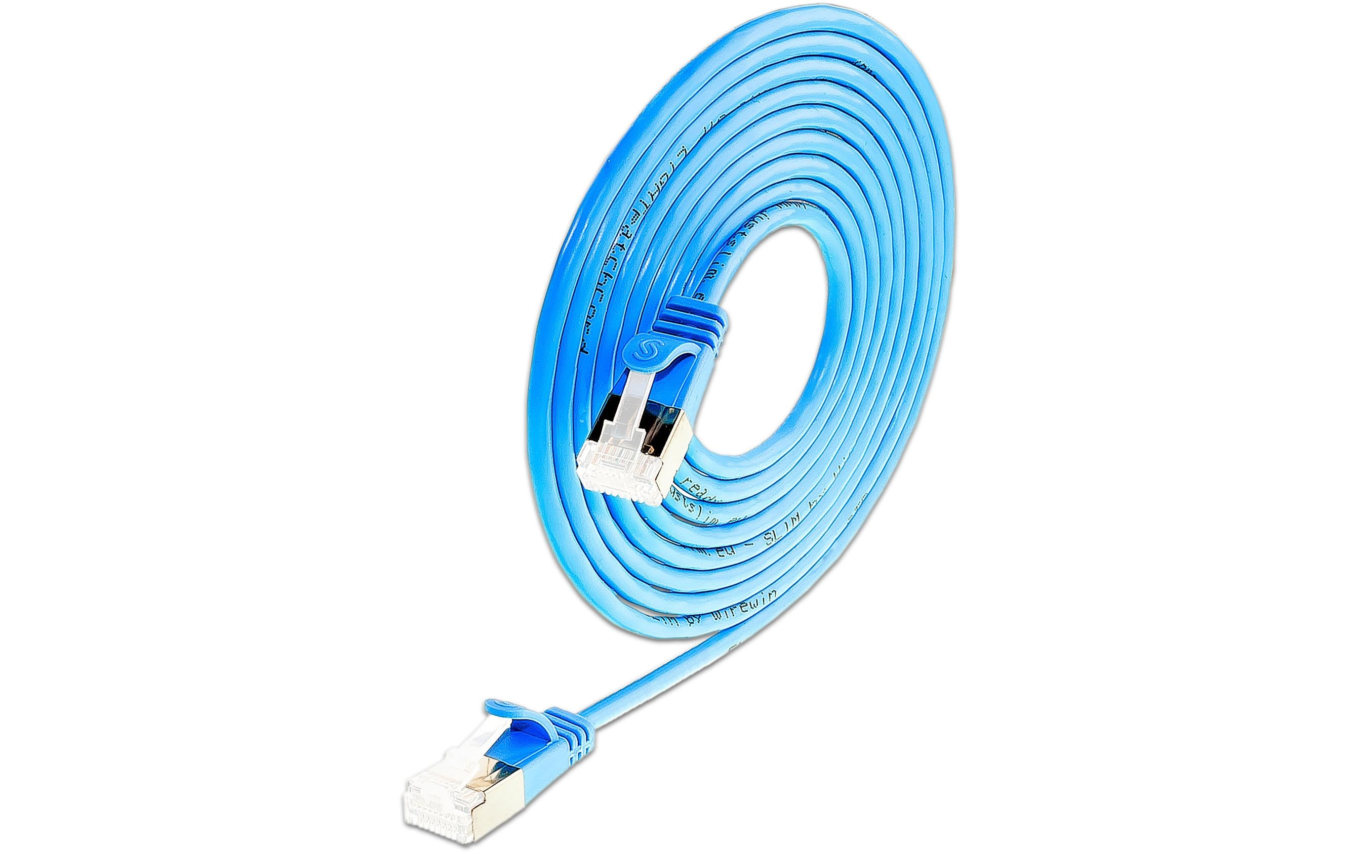 SLIM Slimpatchkabel RJ-45, Cat 6A, U/FTP, 3 m, Blau, 36-Pack