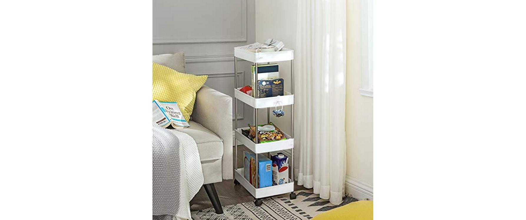 Songmics Nischenwagen mit 4 Ablagen 40 x 86 x 22 cm, Weiss