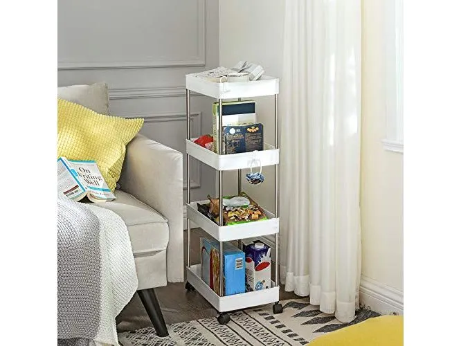 Songmics Nischenwagen mit 4 Ablagen 40 x 86 x 22 cm, Weiss