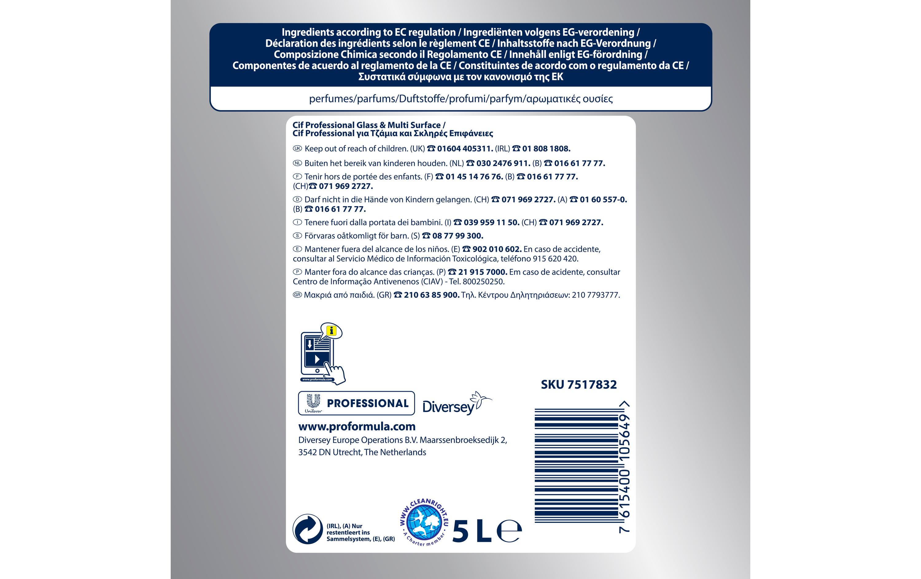 Diversey Pro Formula Glasreiniger Professional Diversey Pro Formula Glasreiniger Professional