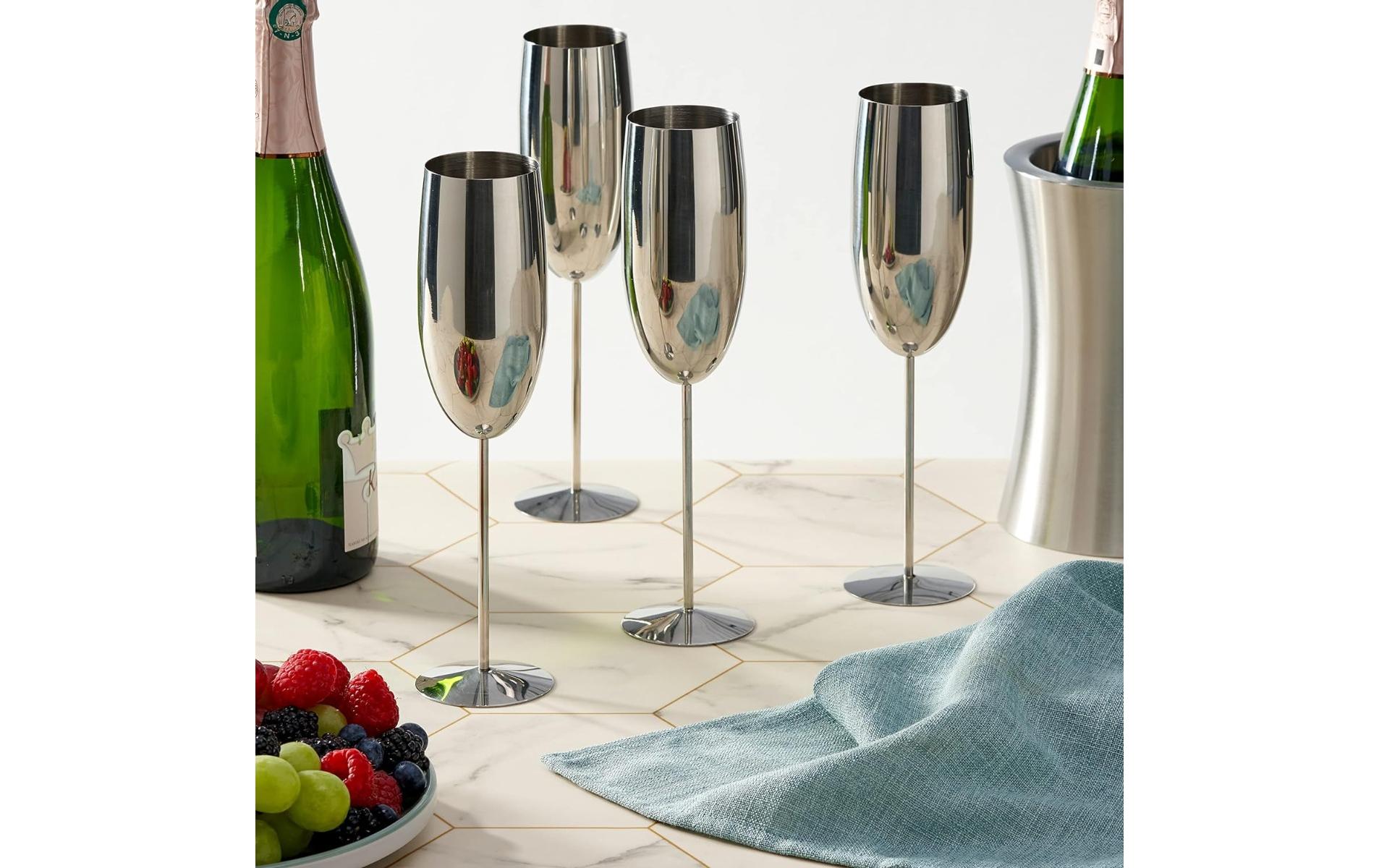 Oak & Steel Sektglas 285 ml, 4 Stück, Silber