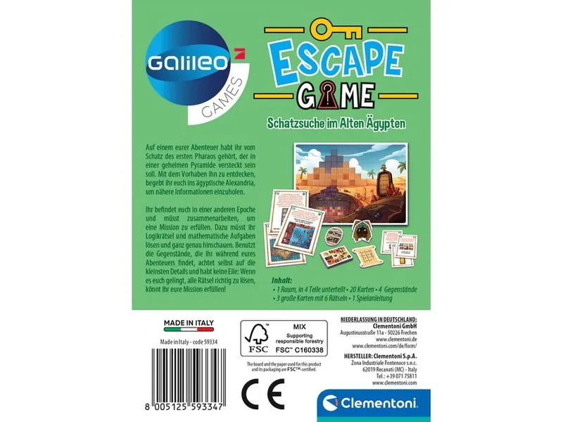 Clementoni Escape Game – Schatzsuche im Alten Ägypten