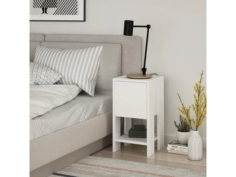 Woody Fashion Nachttisch Ema 30 x 55 x 30 cm, Weiss Woody Fashion Nachttisch Ema 30 x 55 x 30 cm, Weiss
