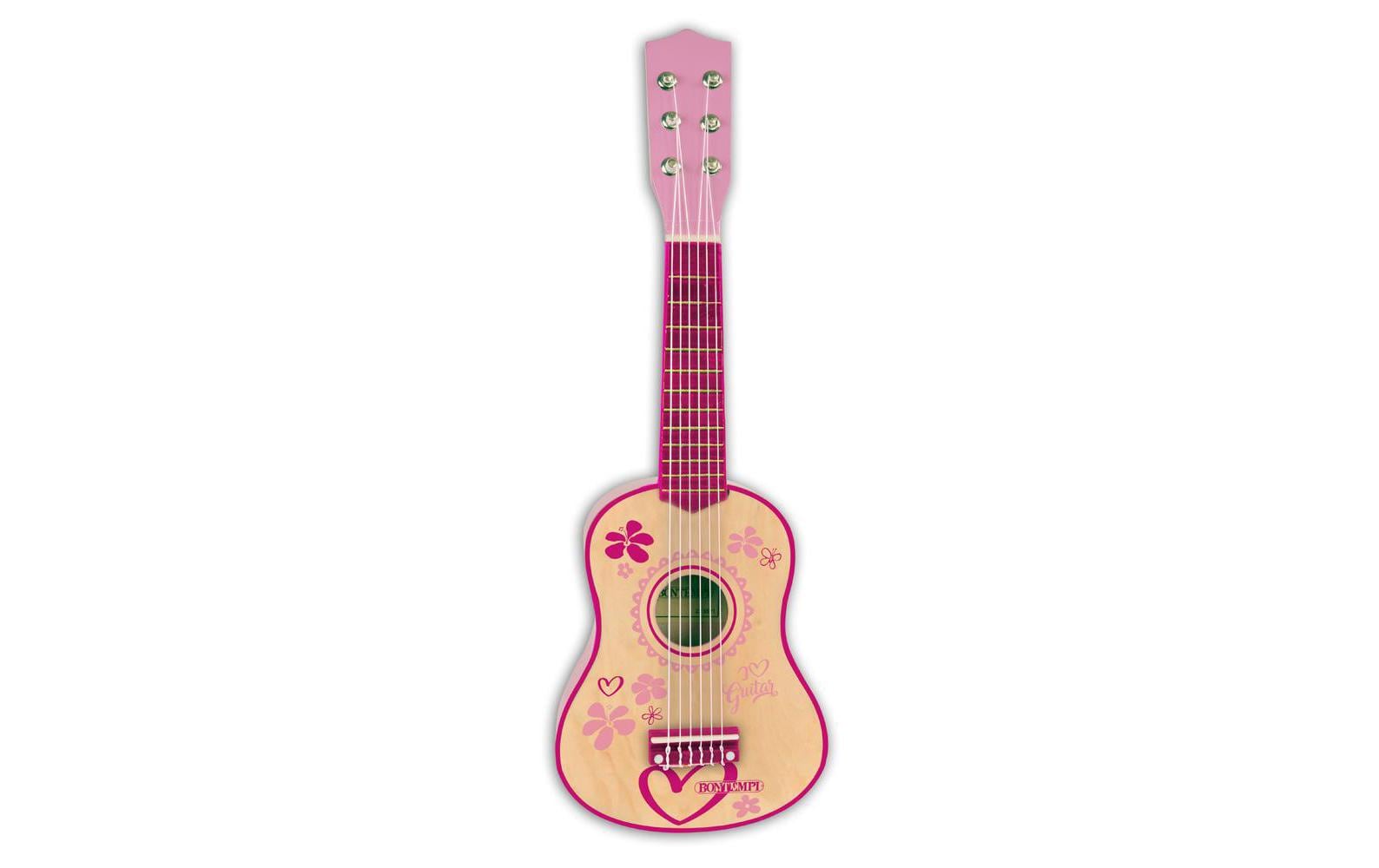 Bontempi Musikinstrument Holz-Gitarre 55 cm Pink Stickers