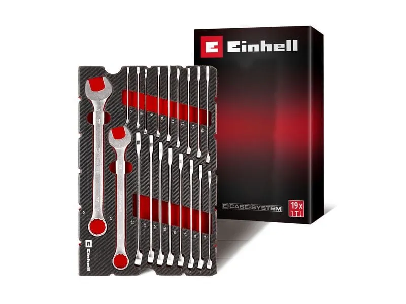 Einhell Einleger E-Case Gabelringschlüssel-Set, 19-teilig,