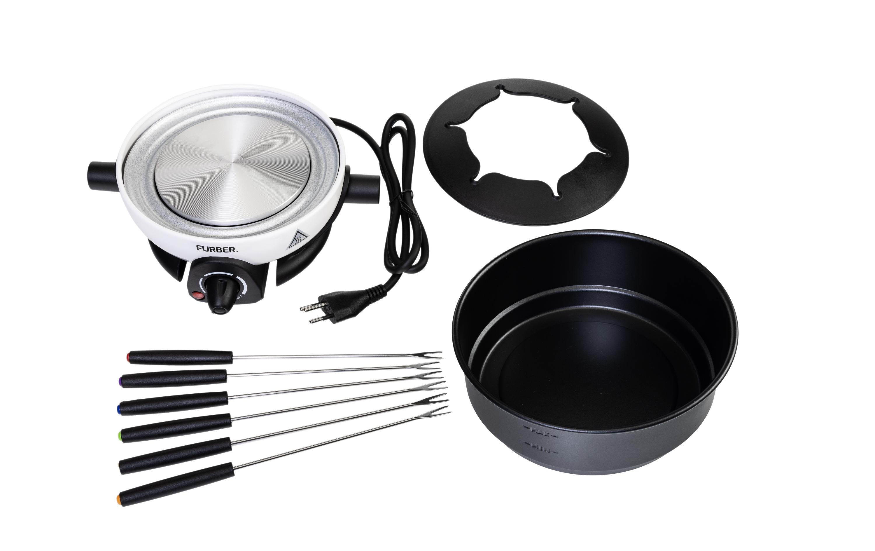 FURBER Fondue-Set Alpy 9 Teile, Schwarz/Weiss