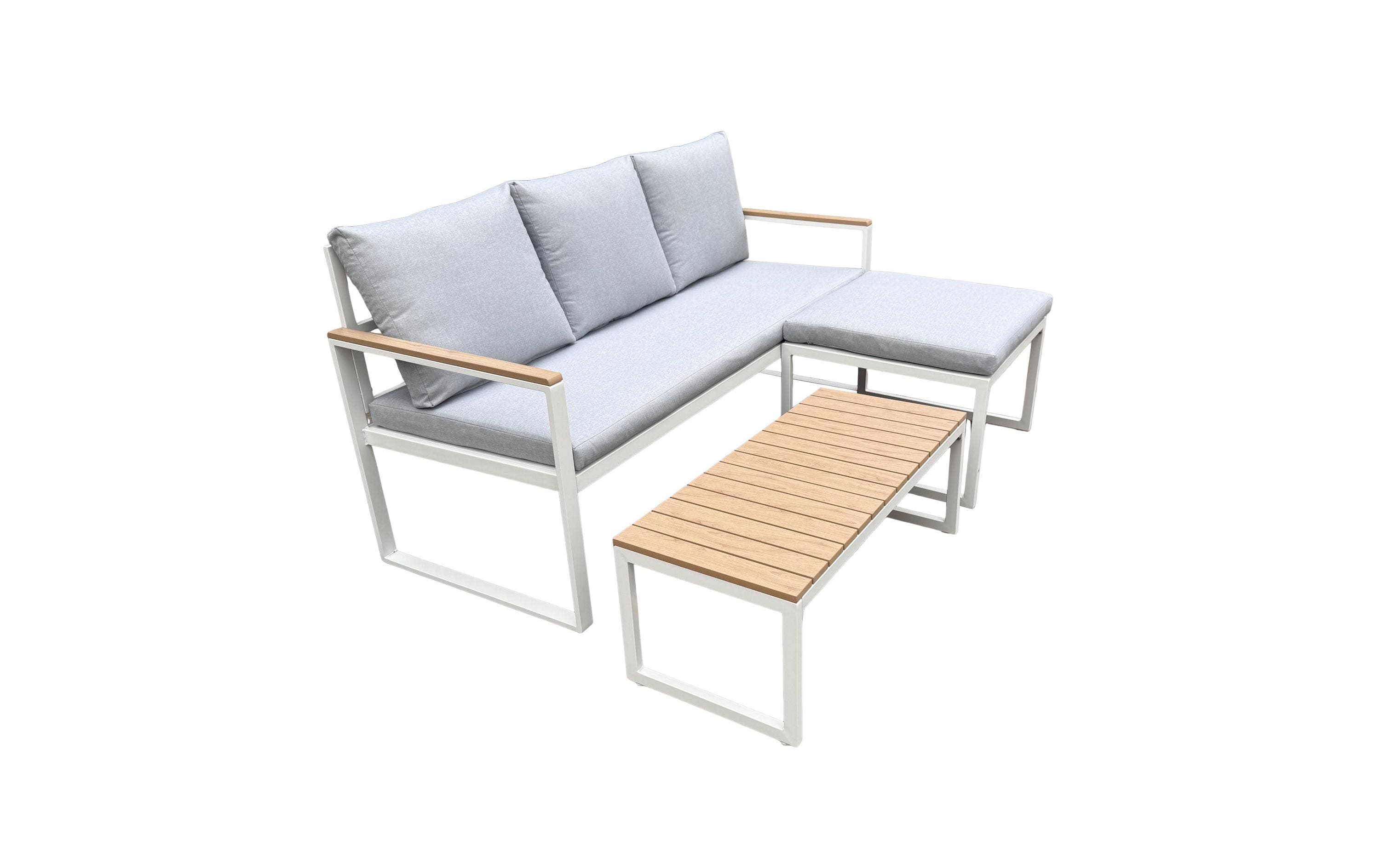 COCON Loungeset Melide, Beige/Grau/Weiss, 3 Sitzplätze