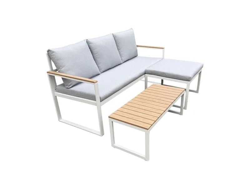 COCON Loungeset Melide, Beige/Grau/Weiss, 3 Sitzplätze