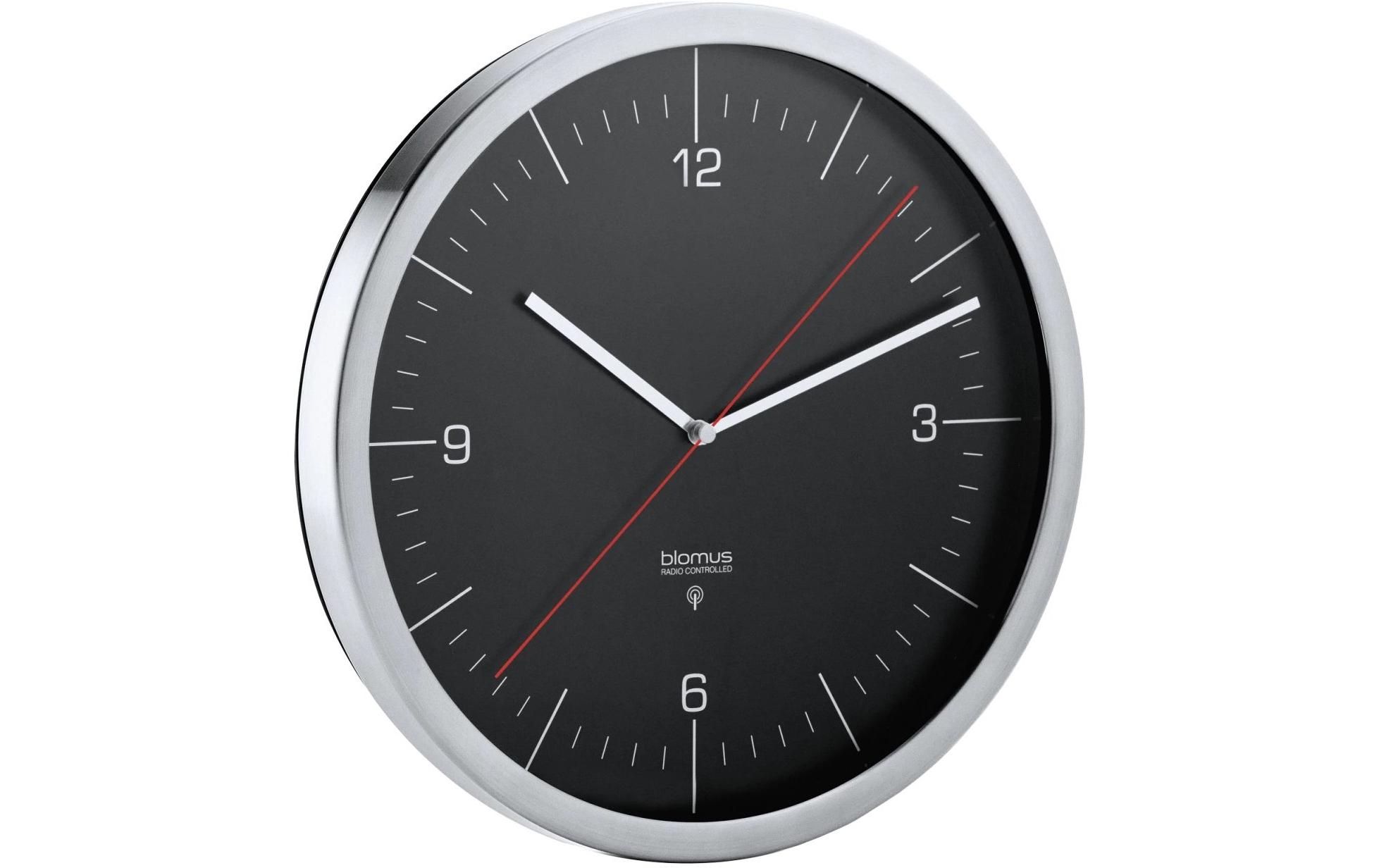 Blomus Funk-Wanduhr Crono M 24 cm, Schwarz