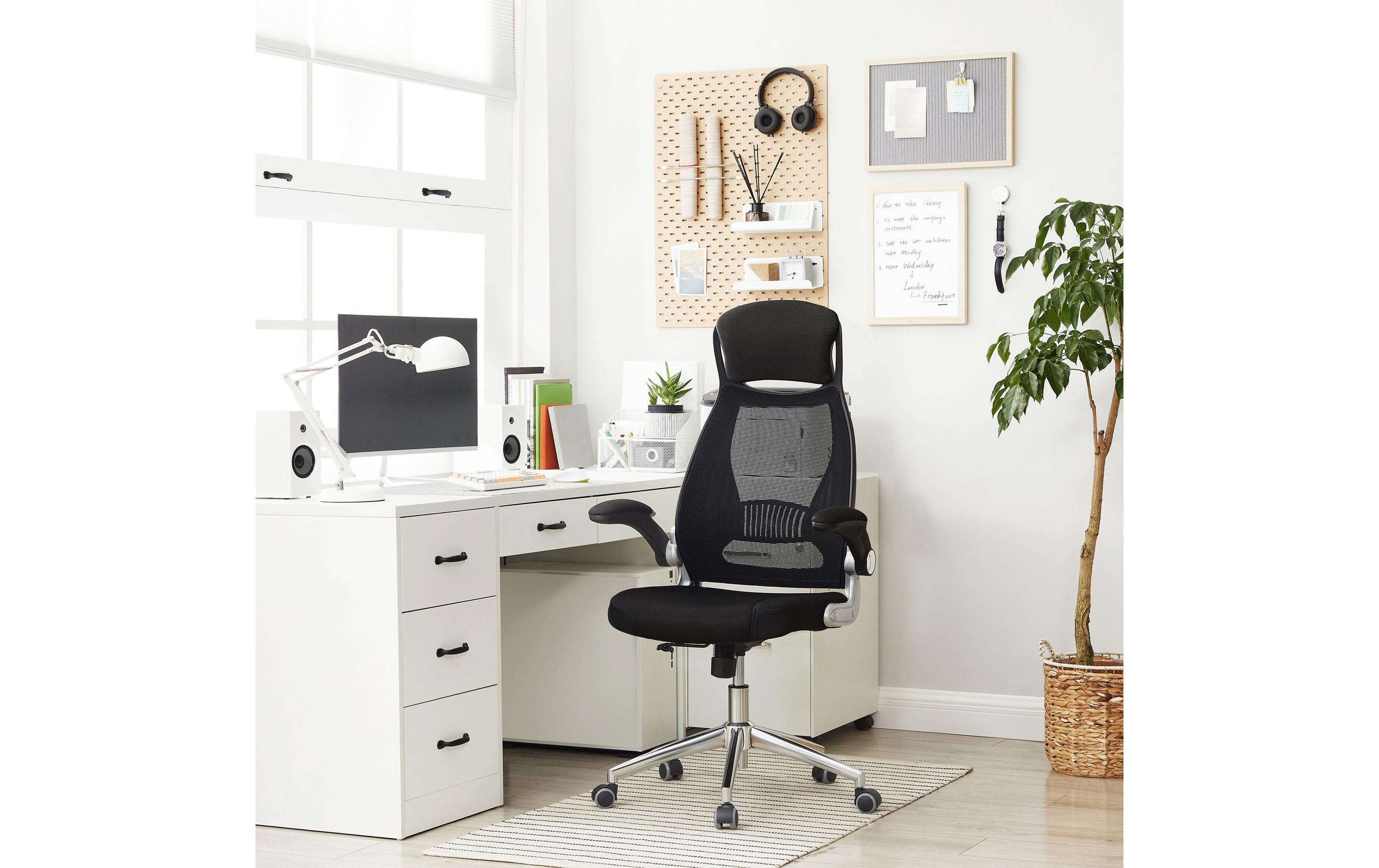 Songmics Bürostuhl mit Netzbezug, Armlehnen und Kopfstütze