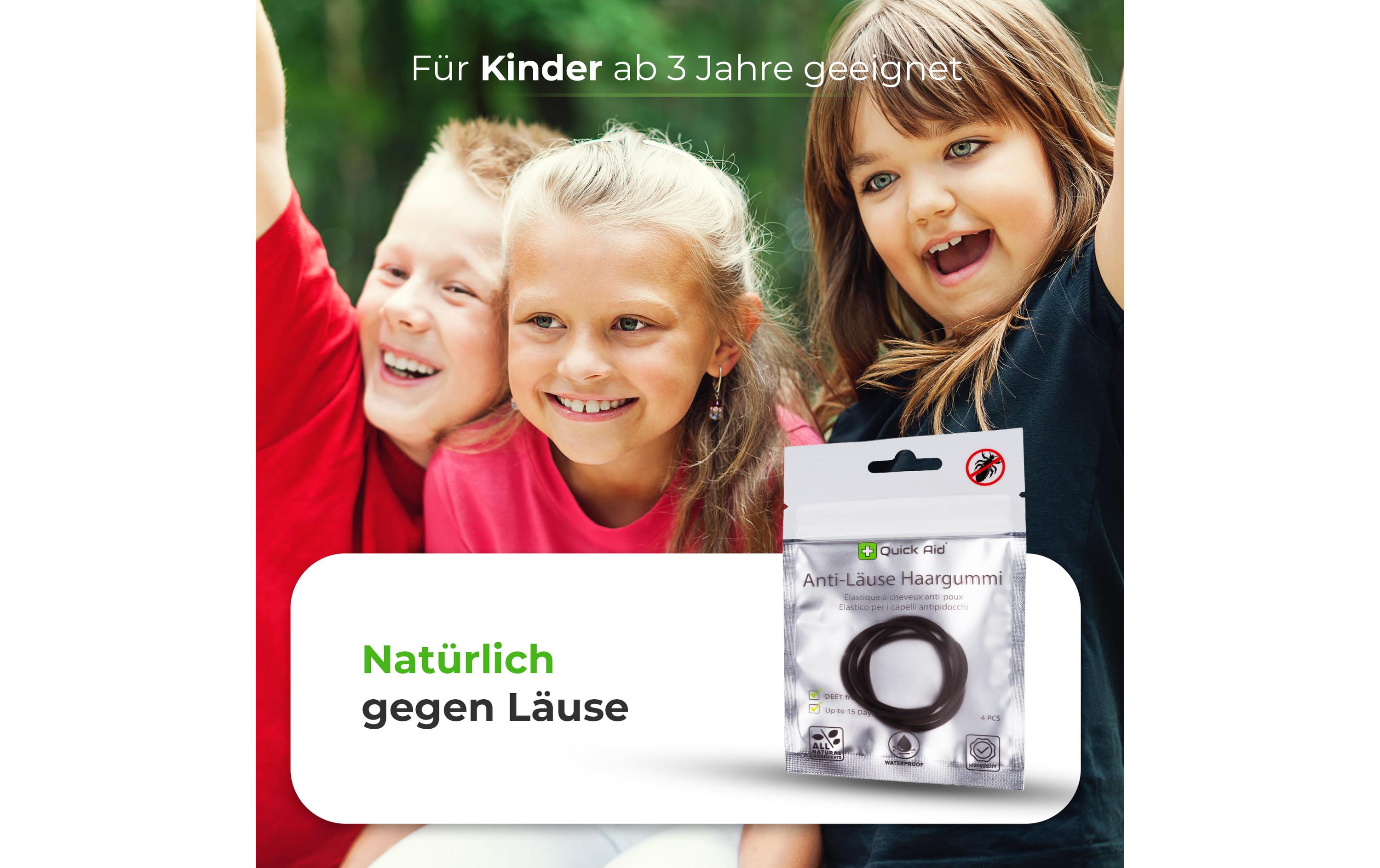 Quick Aid Insektenabwehr Anti-Läuse Haargummi schwarz 4 Stück