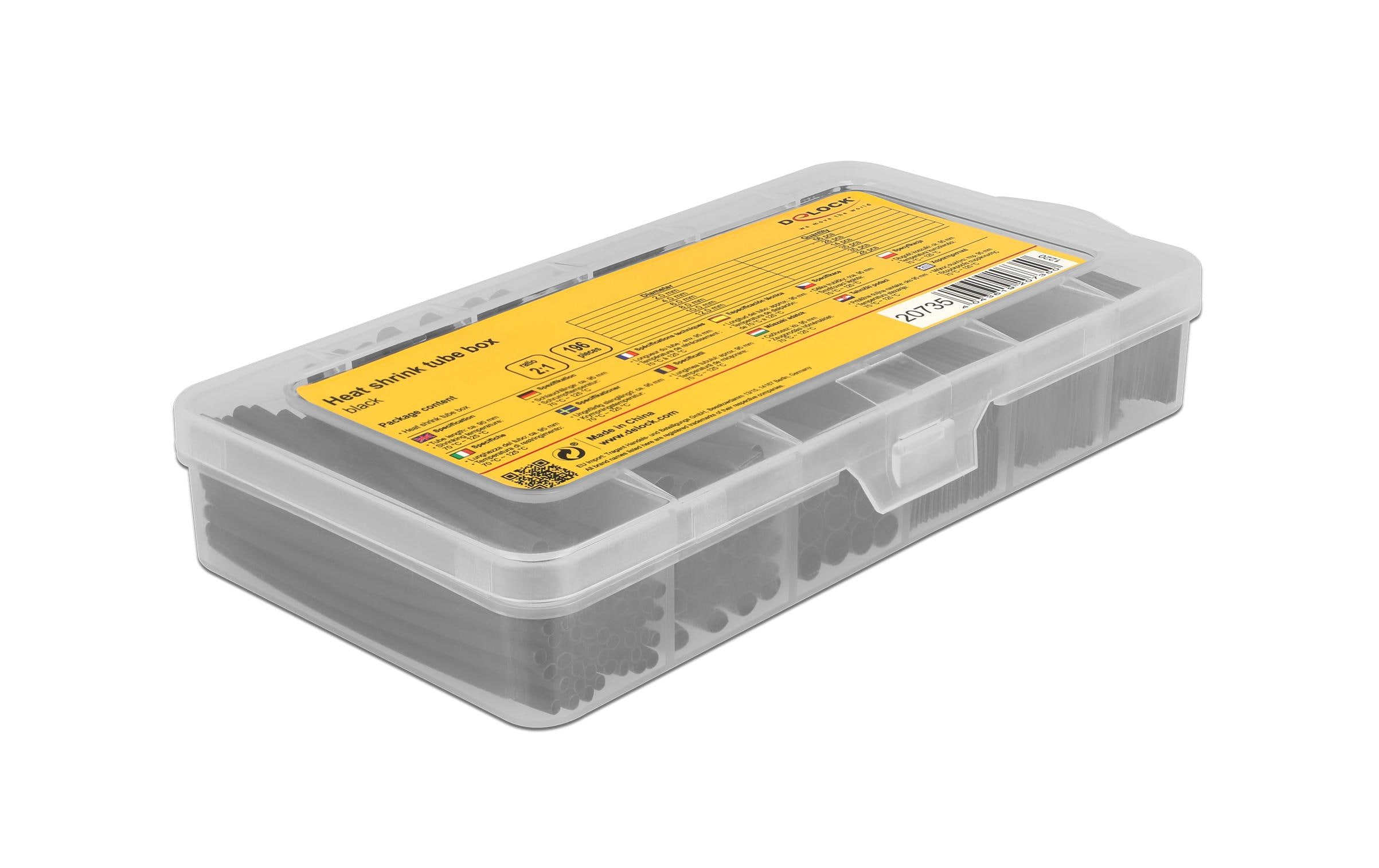 Delock Schrumpfschlauch 196-teilig Sortimentsbox, Schwarz Delock Schrumpfschlauch 196-teilig Sortimentsbox, Schwarz