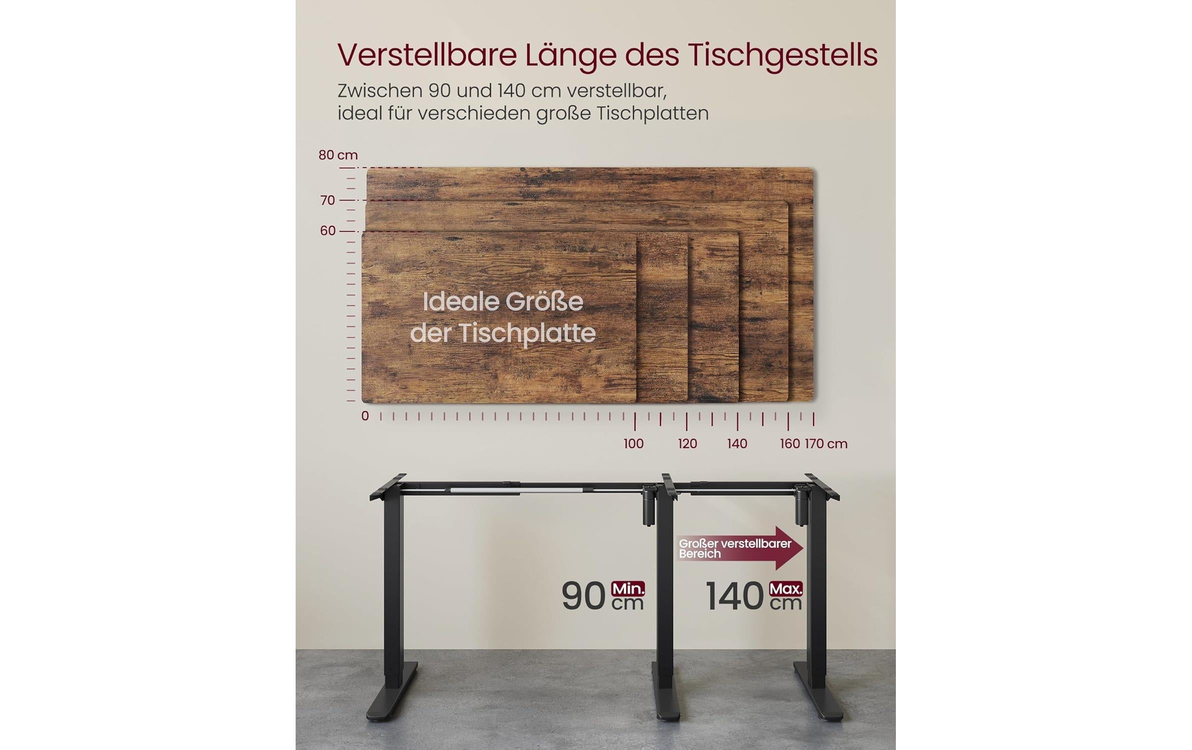 Songmics Tischgestell ohne Platte 72-120 cm, Schwarz