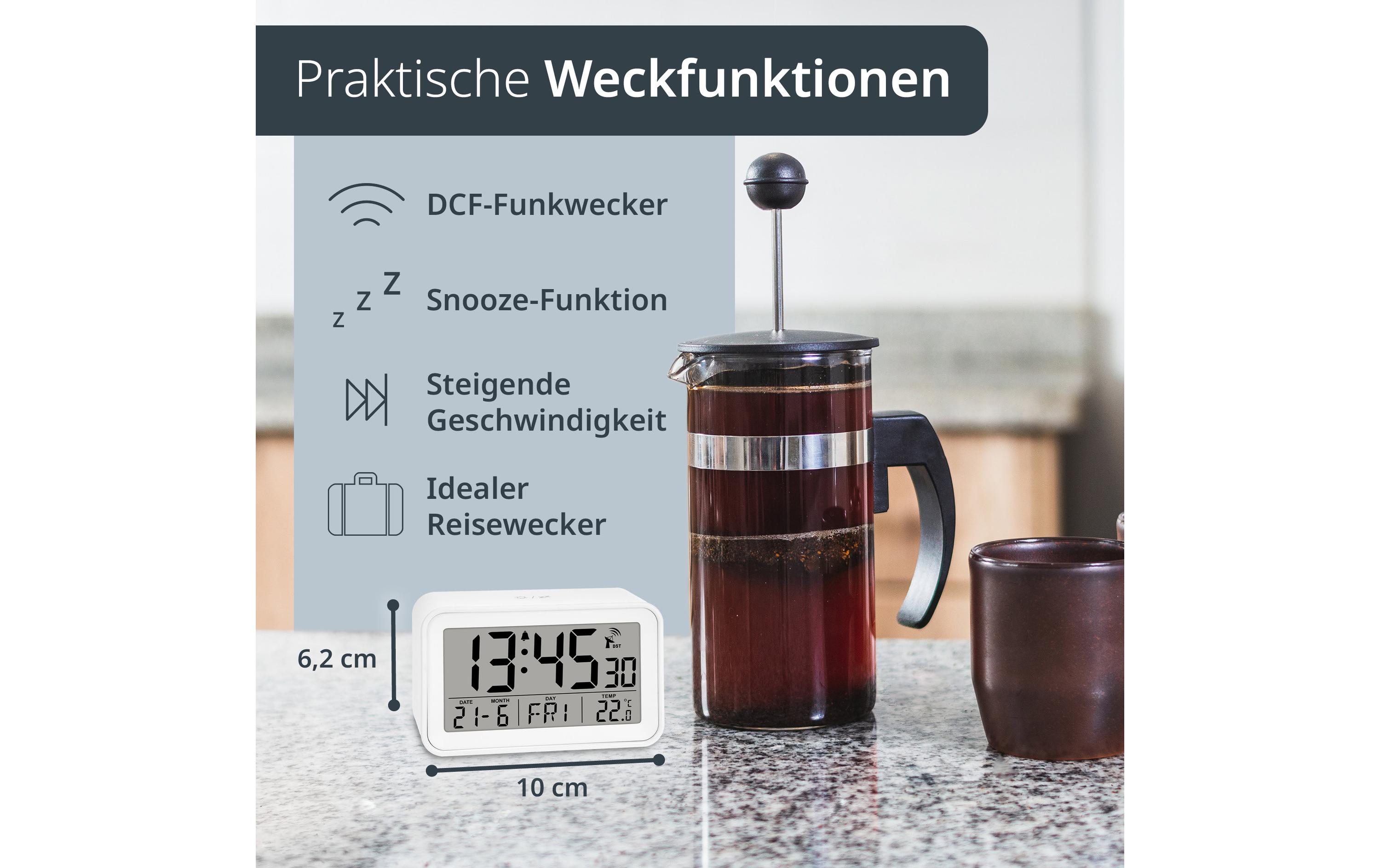 ADE Funkwecker digital Weiss