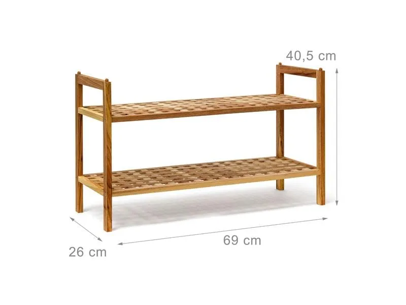 relaxdays Schuhregal stapelbar 69 x 40.5 cm, Nature