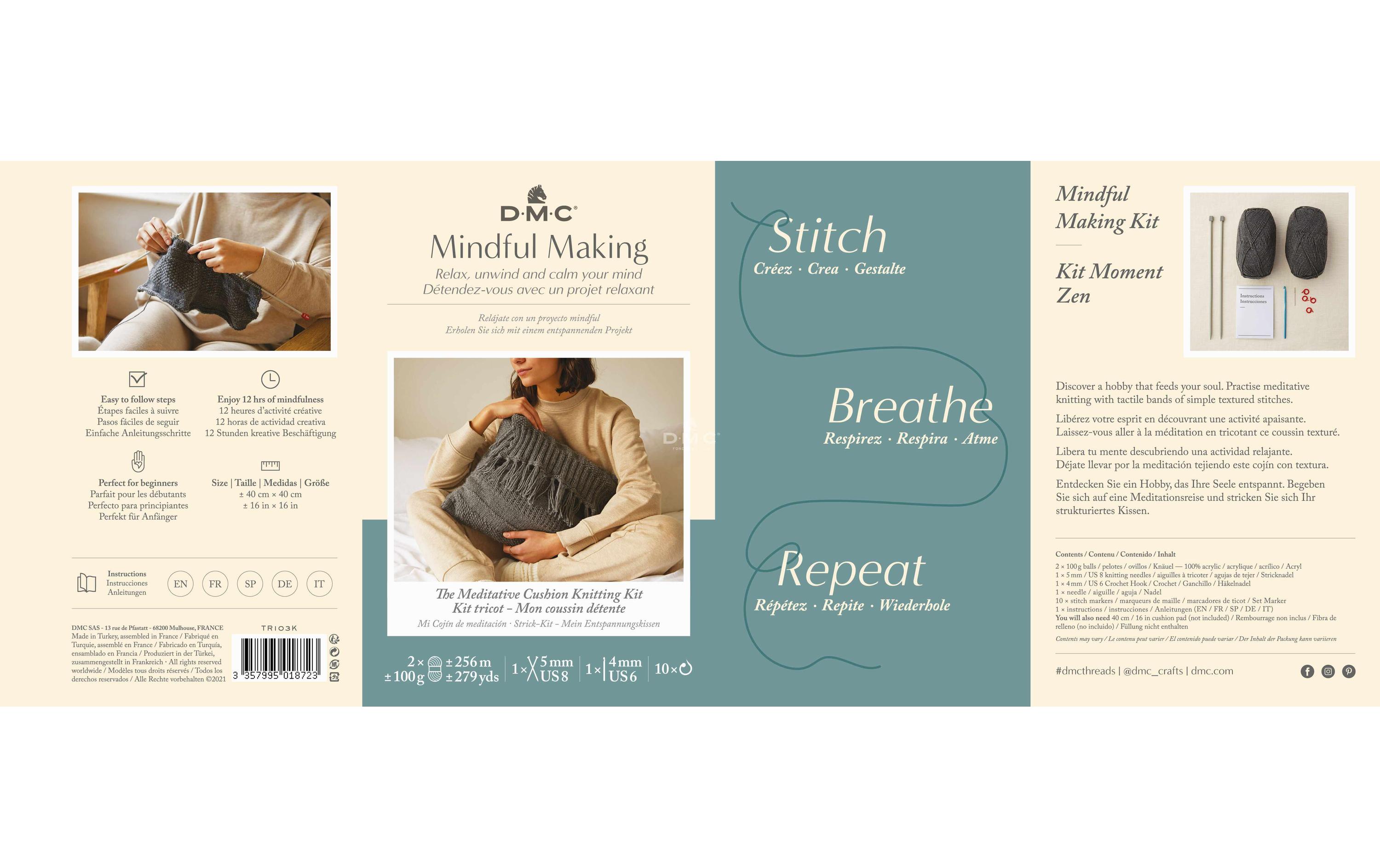 DMC Strickset Mindful Making Meditationskissen, 40 x 40 cm