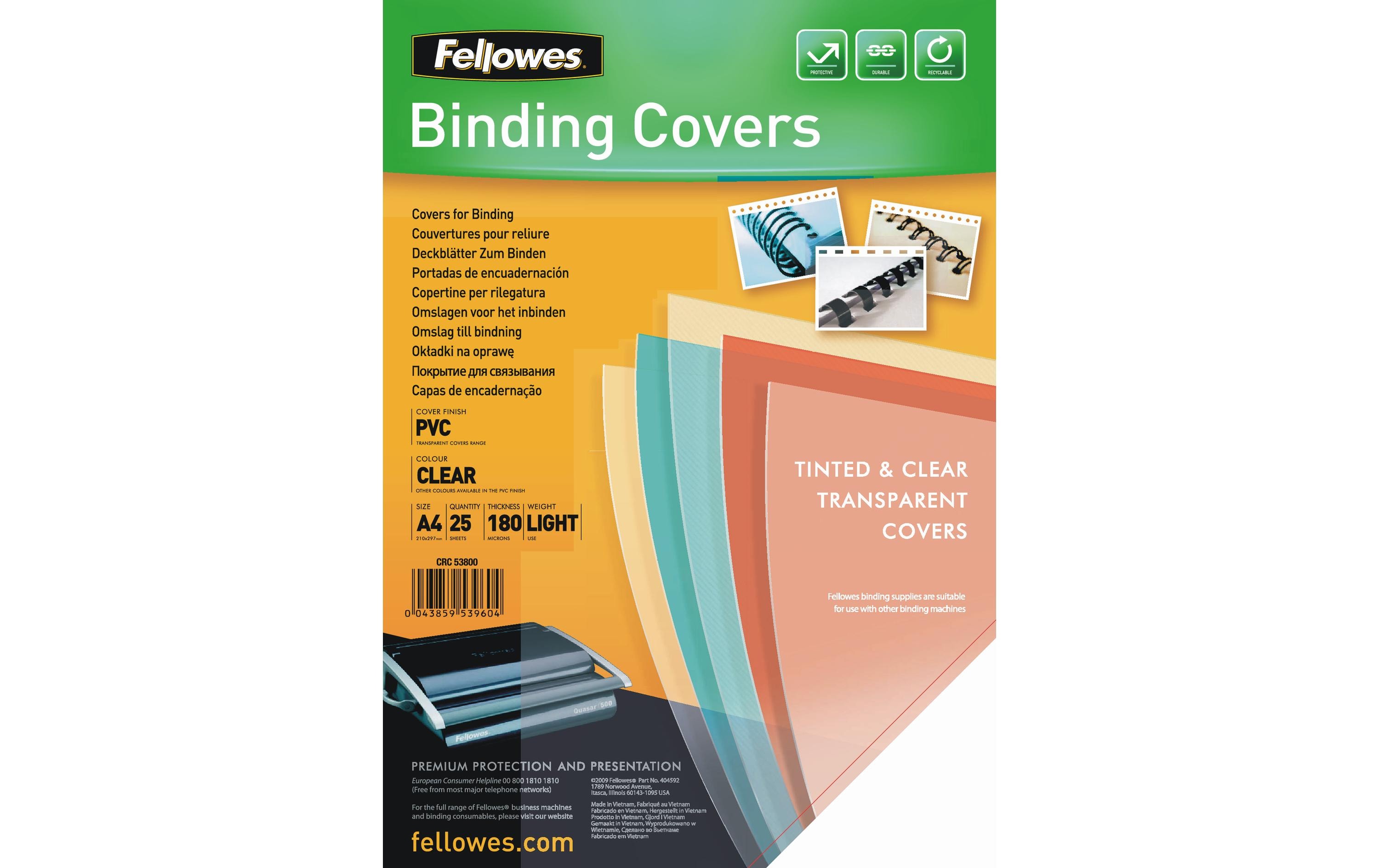 Fellowes Einbanddeckel 180 g/m², 25 Stück, Transparent