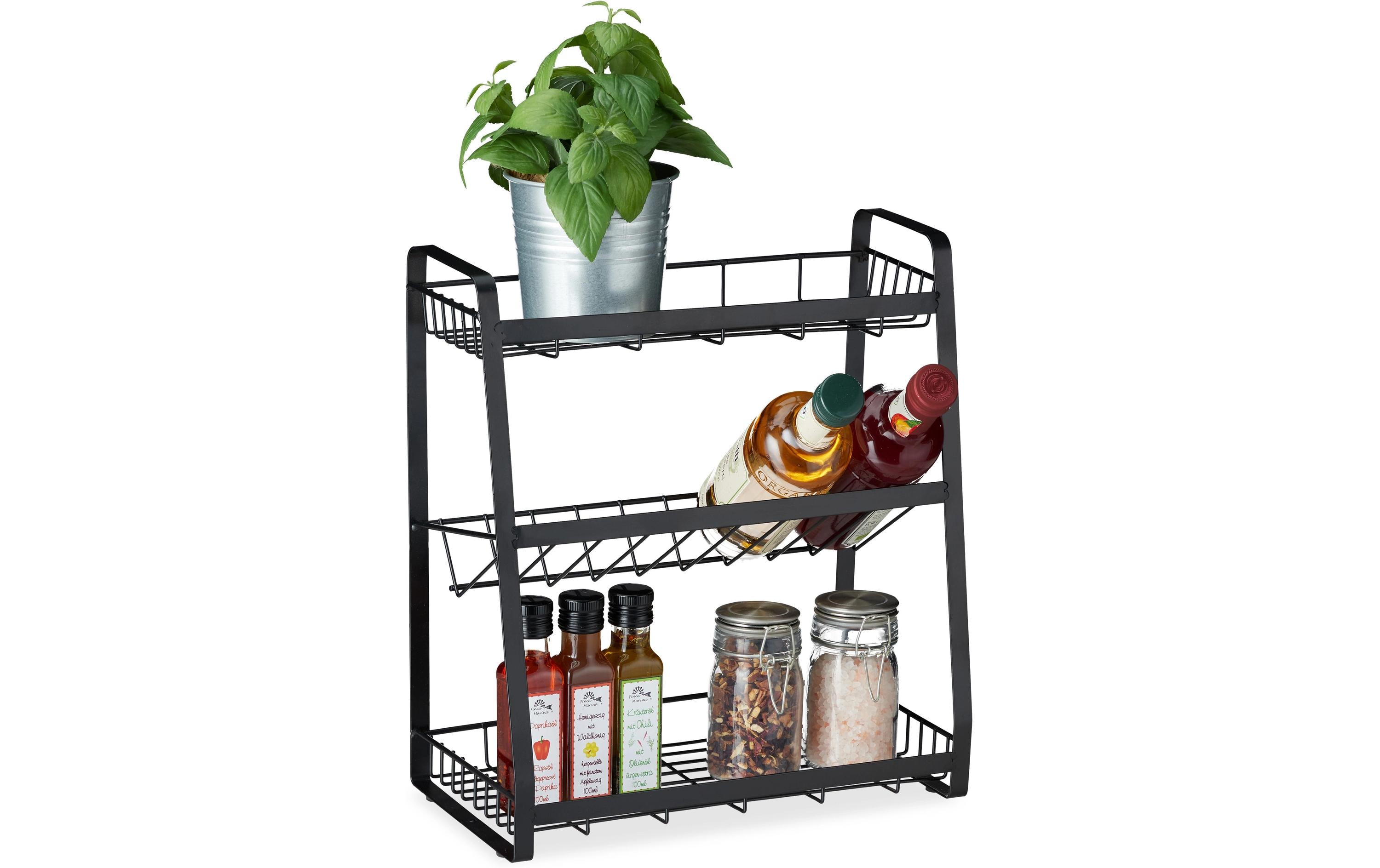 relaxdays Gewürzregal 3 Etagen stehend Schwarz
