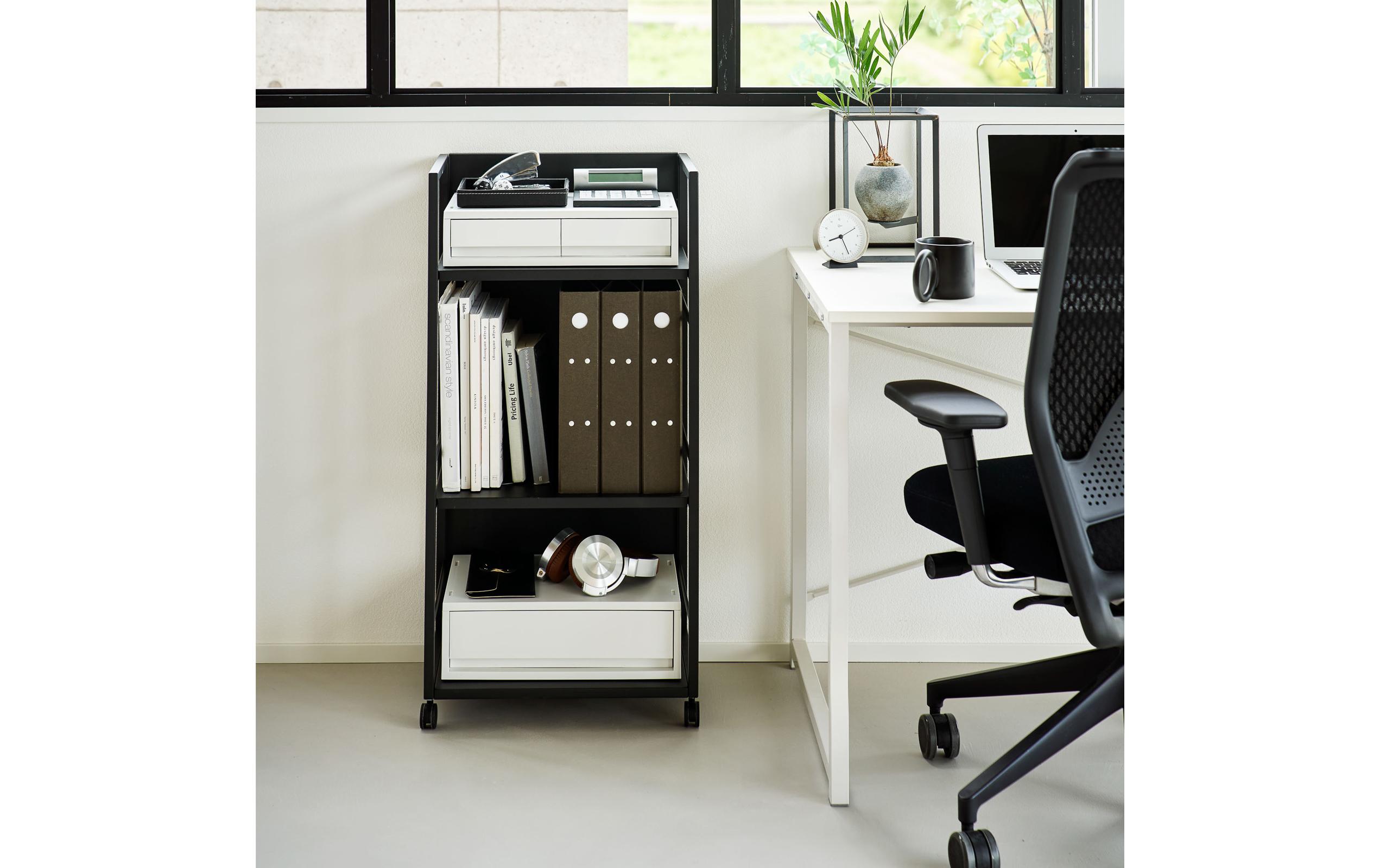 Yamazaki 3-stöckiger Aufbewahrungswagen Tower 42 x 84.5 cm Schwarz
