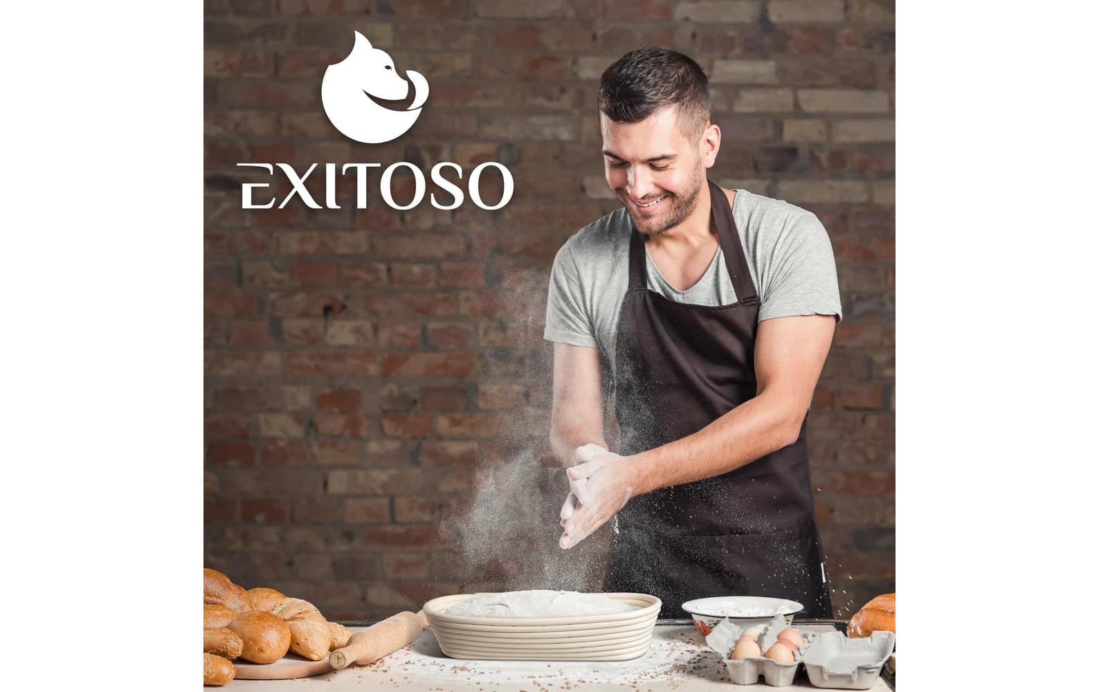 Exitoso Gärkorb Beige/Weiss Ø35 x 15 cm